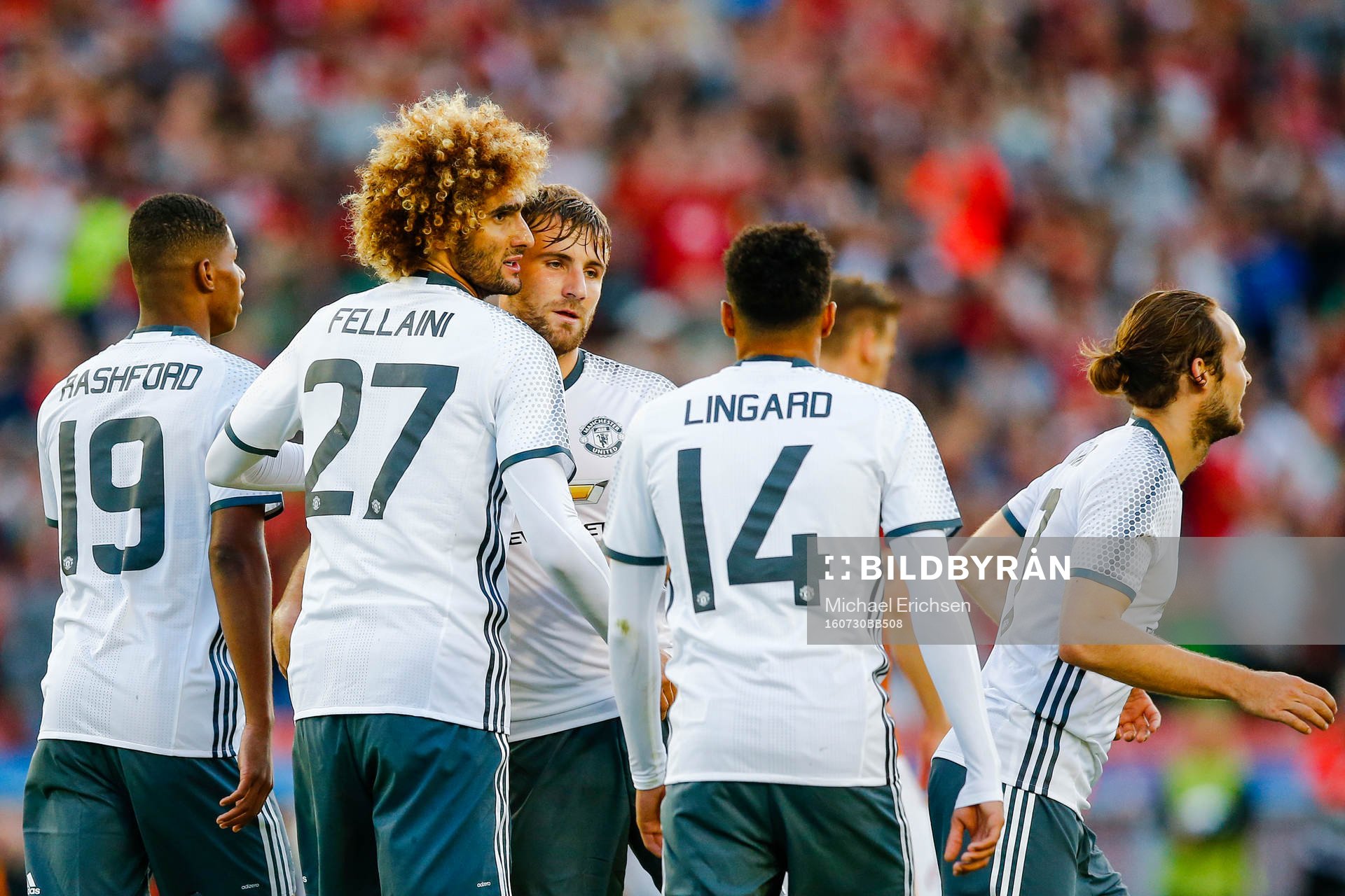 Manchester Uniteds Marouane Fellaini jublar