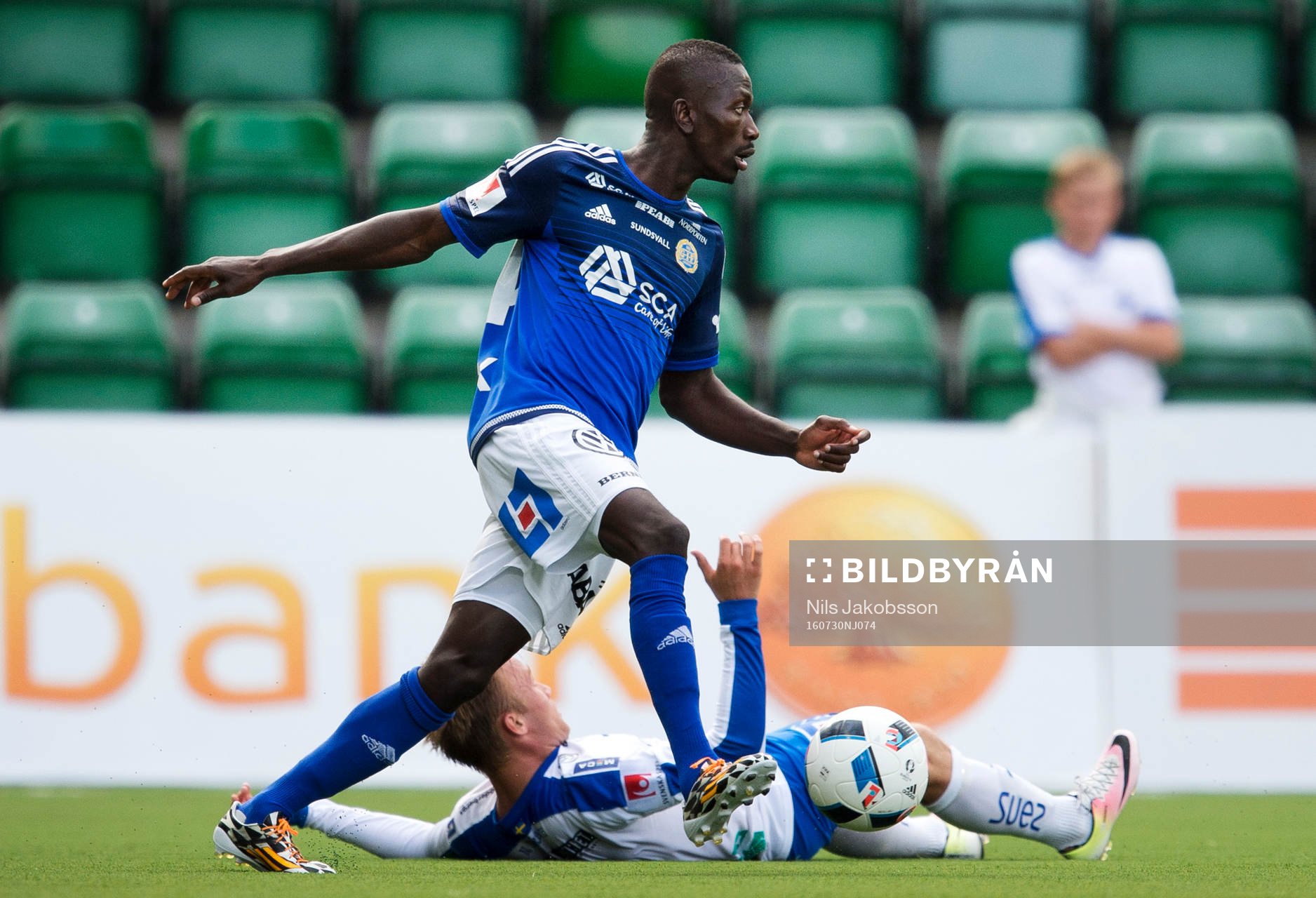 Sundsvalls Pa Amat Dibba under fotbollsmatchen i Allsvenskan mellan GIF Sundsvall och IFK Norrköping den 30 juli 2016 i Sundsvall.