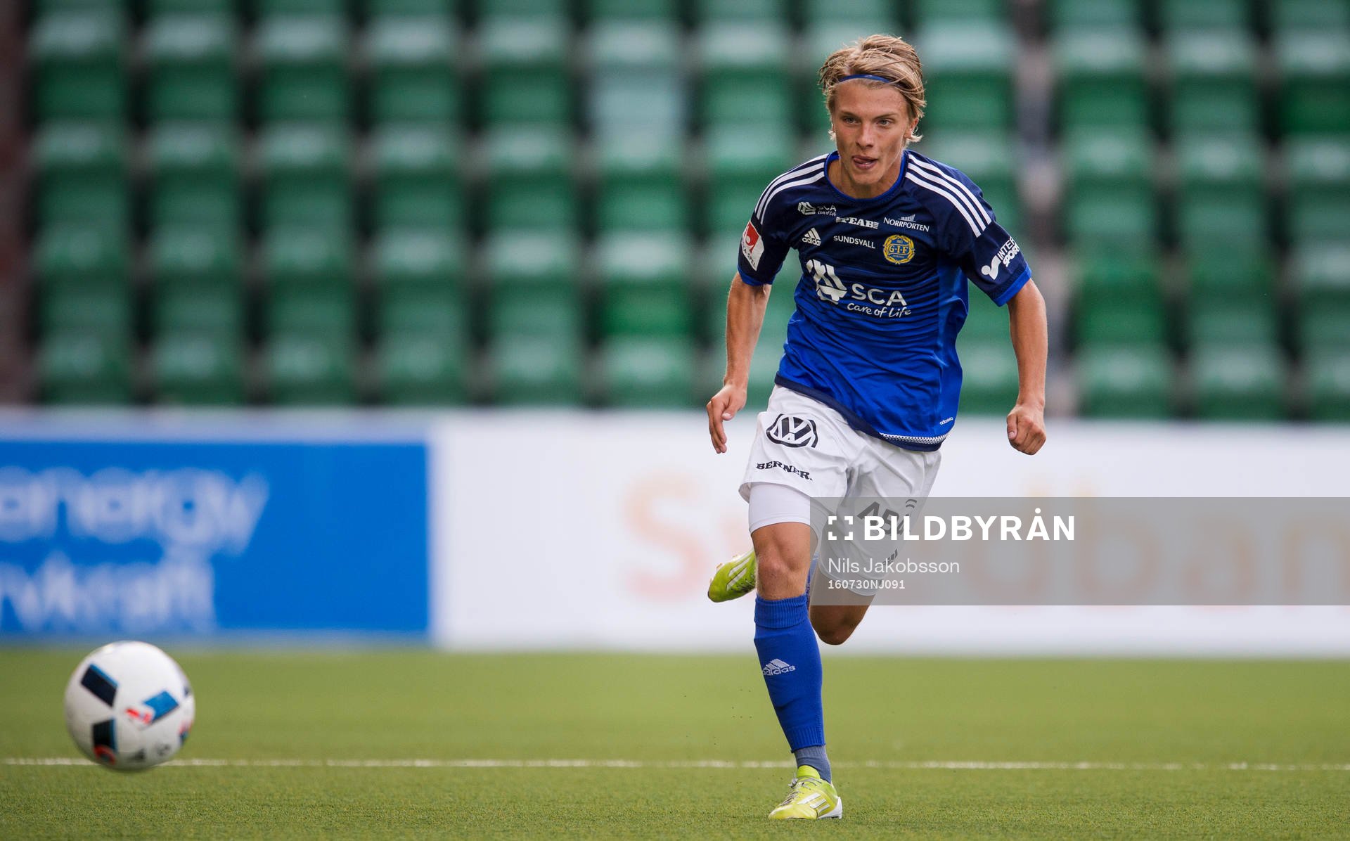 Sundsvalls Erik Granat under fotbollsmatchen i Allsvenskan mellan GIF Sundsvall och IFK Norrköping den 30 juli 2016 i Sundsvall.