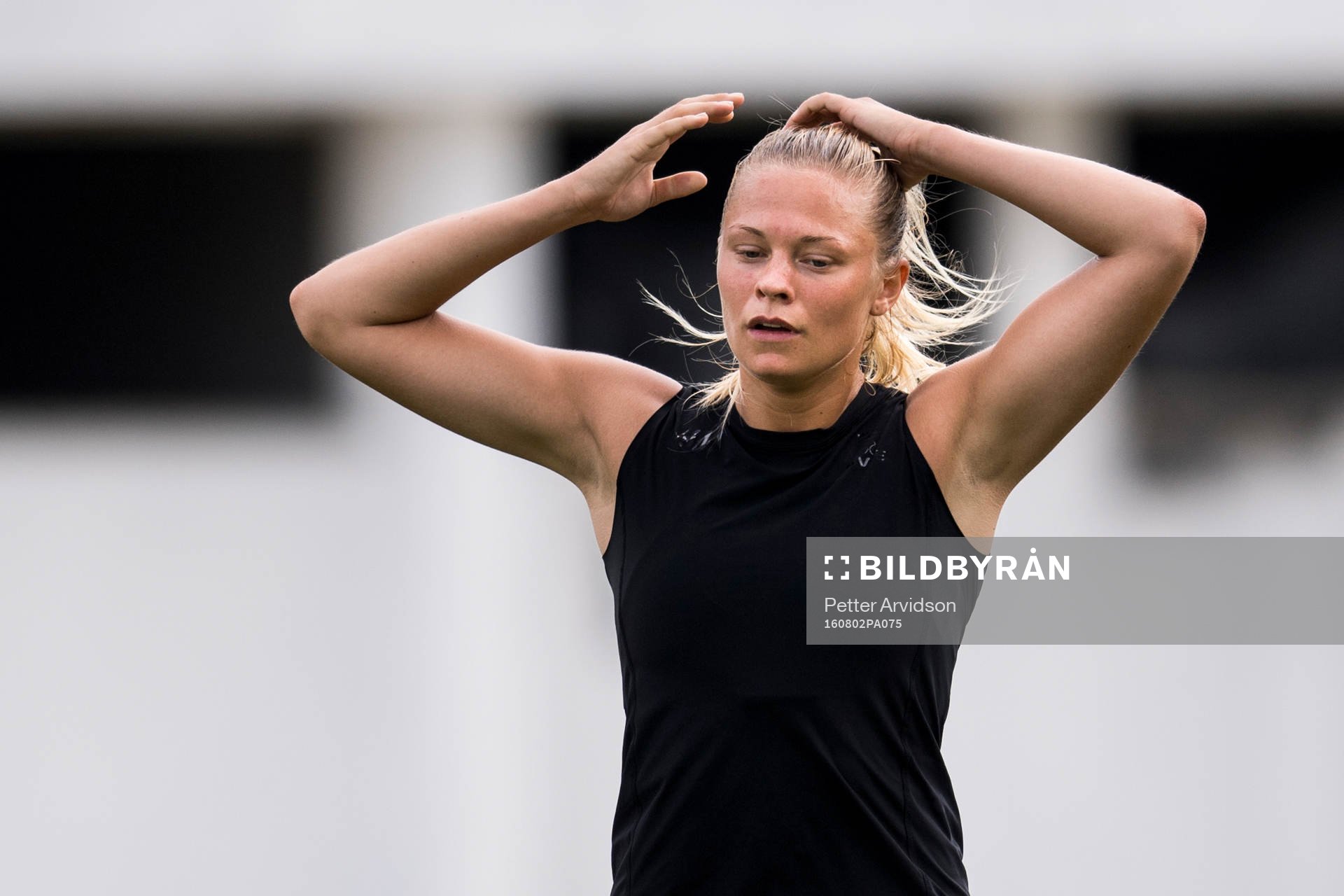 Fridolina Rolfö under en träning med det svenska damlandslaget i fotboll den 2 augusti 2016 inför OS i Rio de Janeiro.