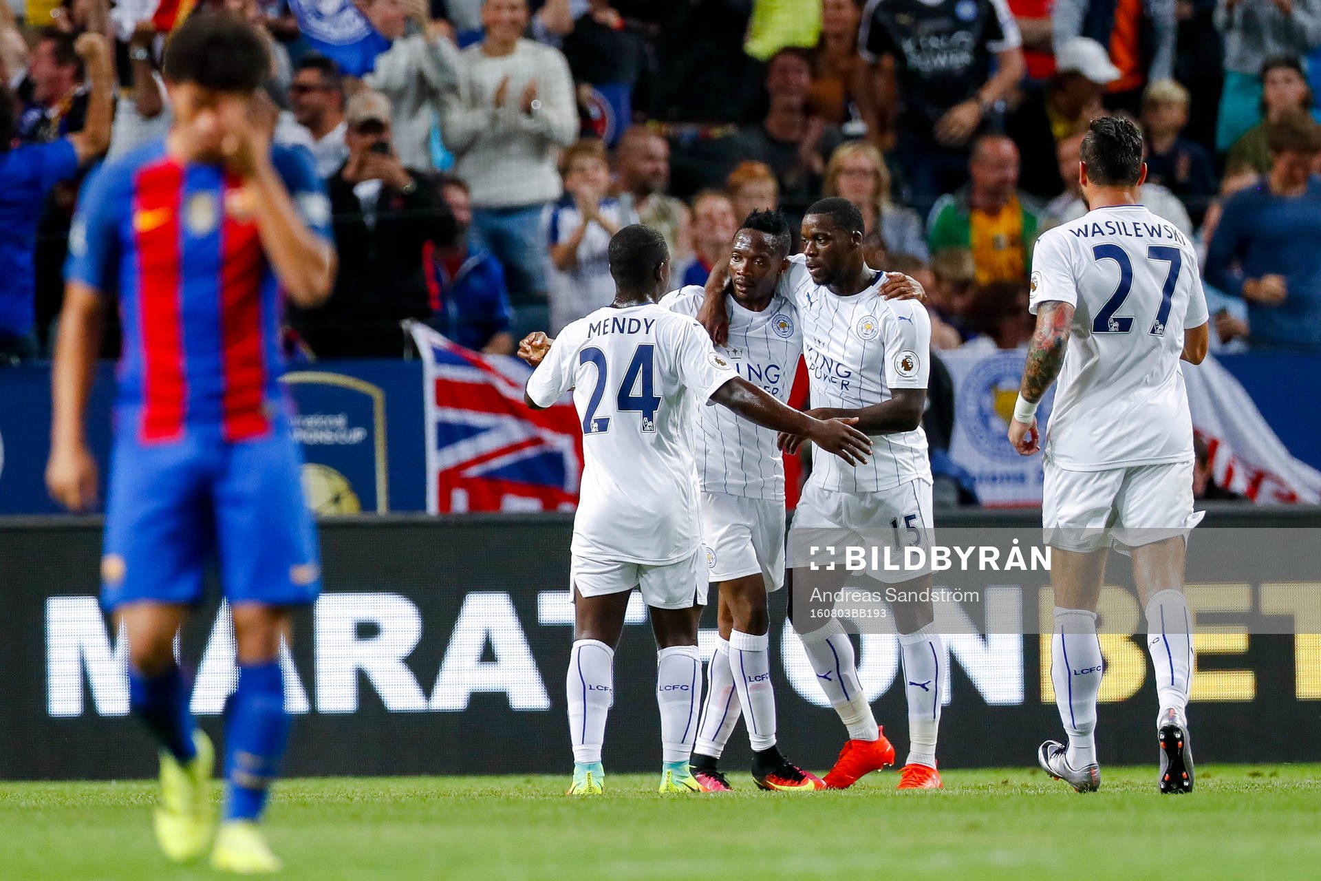 Leicester Citys spelare jublar