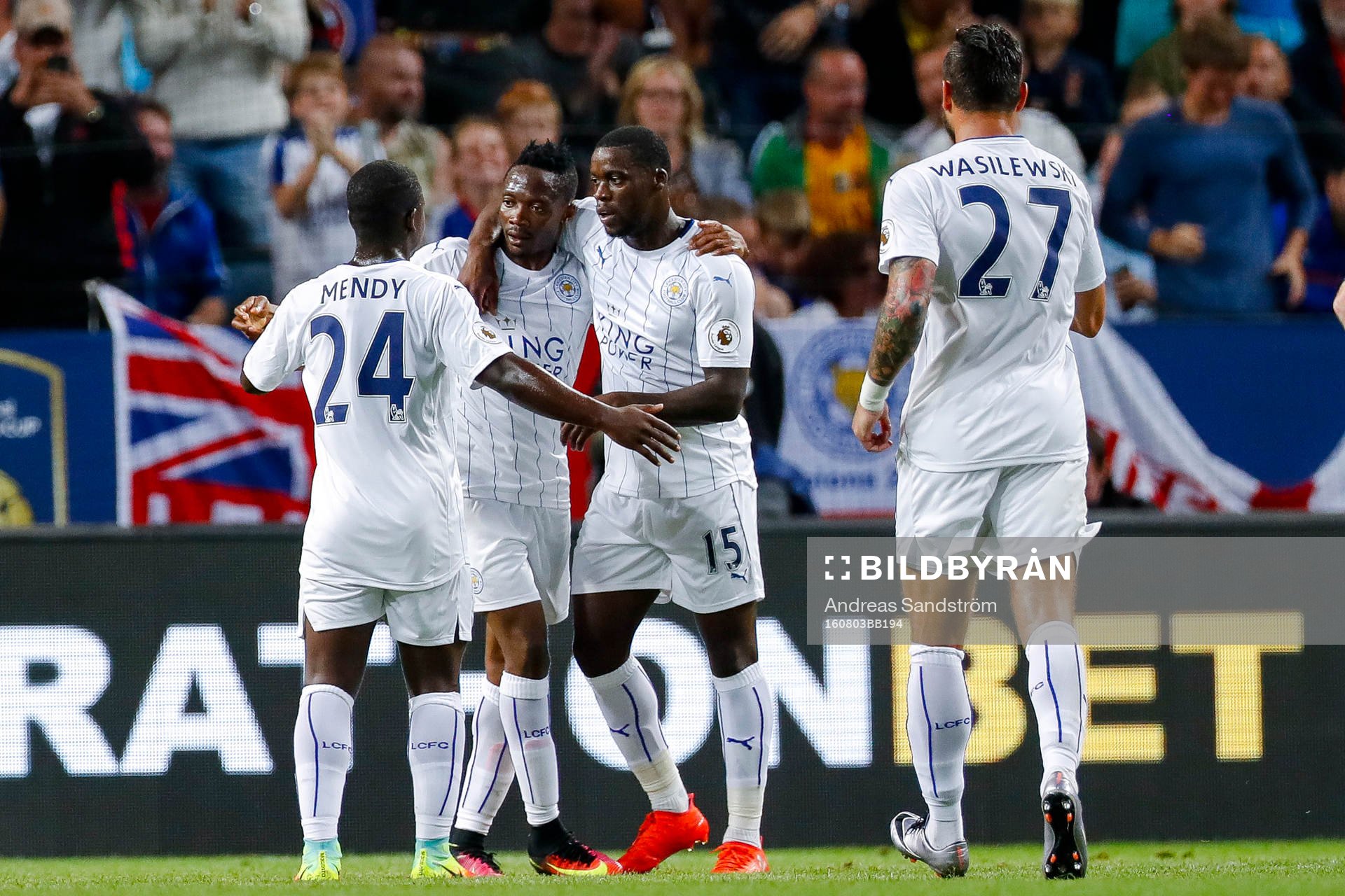 Leicester Citys spelare jublar