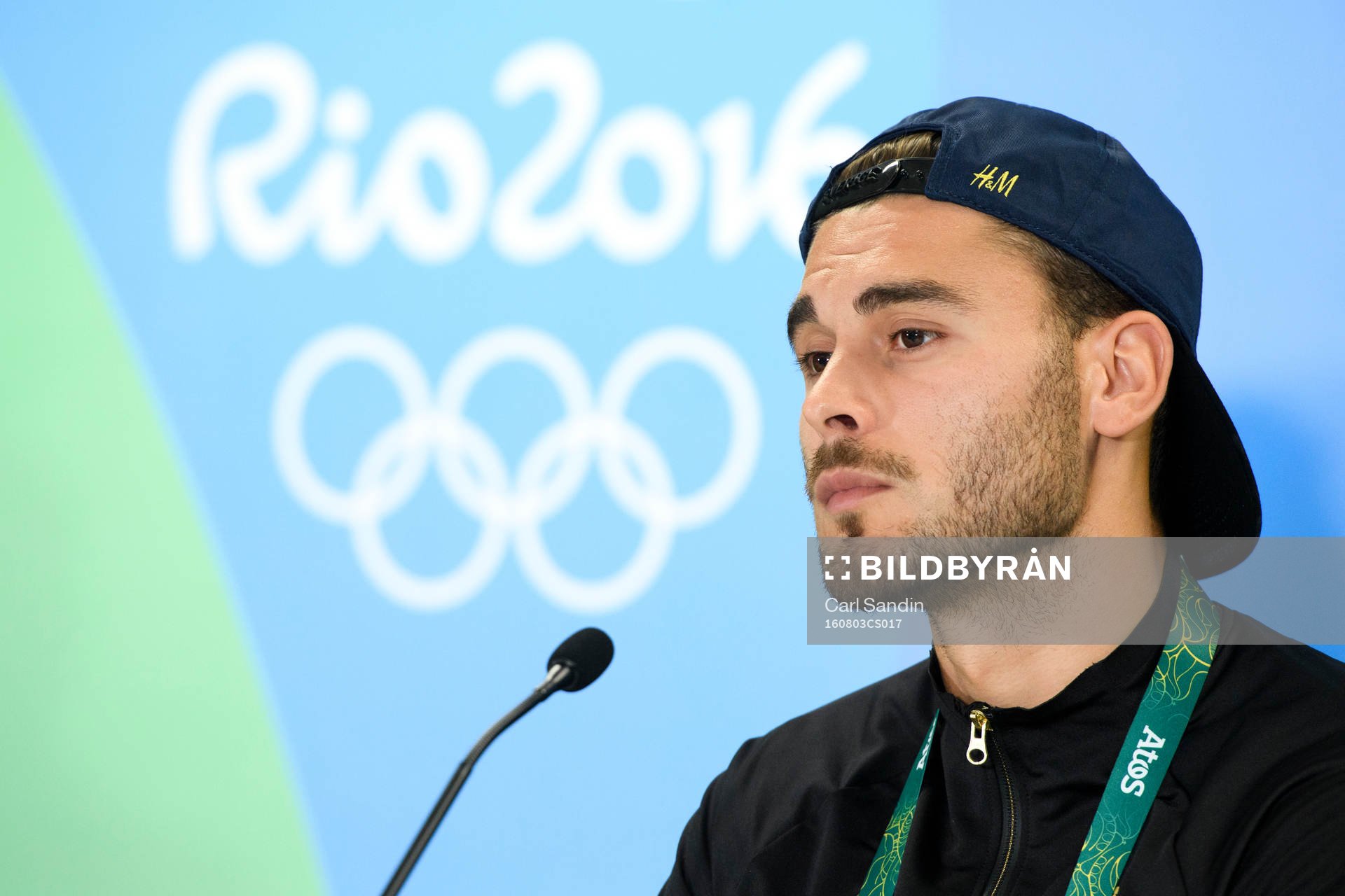 Sveriges Astrit Ajdarevic på en presskonferens inför OS den 3 augusti 2016 Manaus.