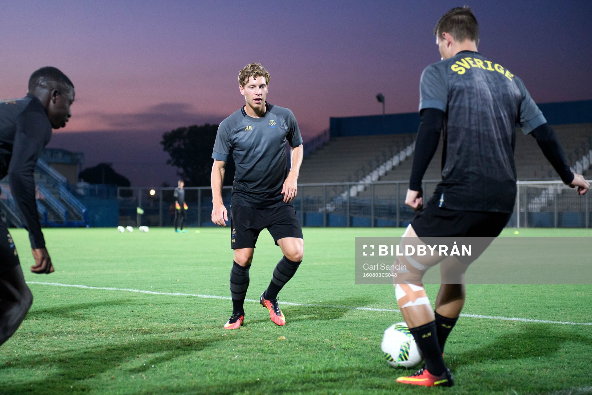 Sveriges Alexander Fransson på en träning med det svenska U21-landslaget i fotboll inför OS den 3 augusti 2016 Manaus.