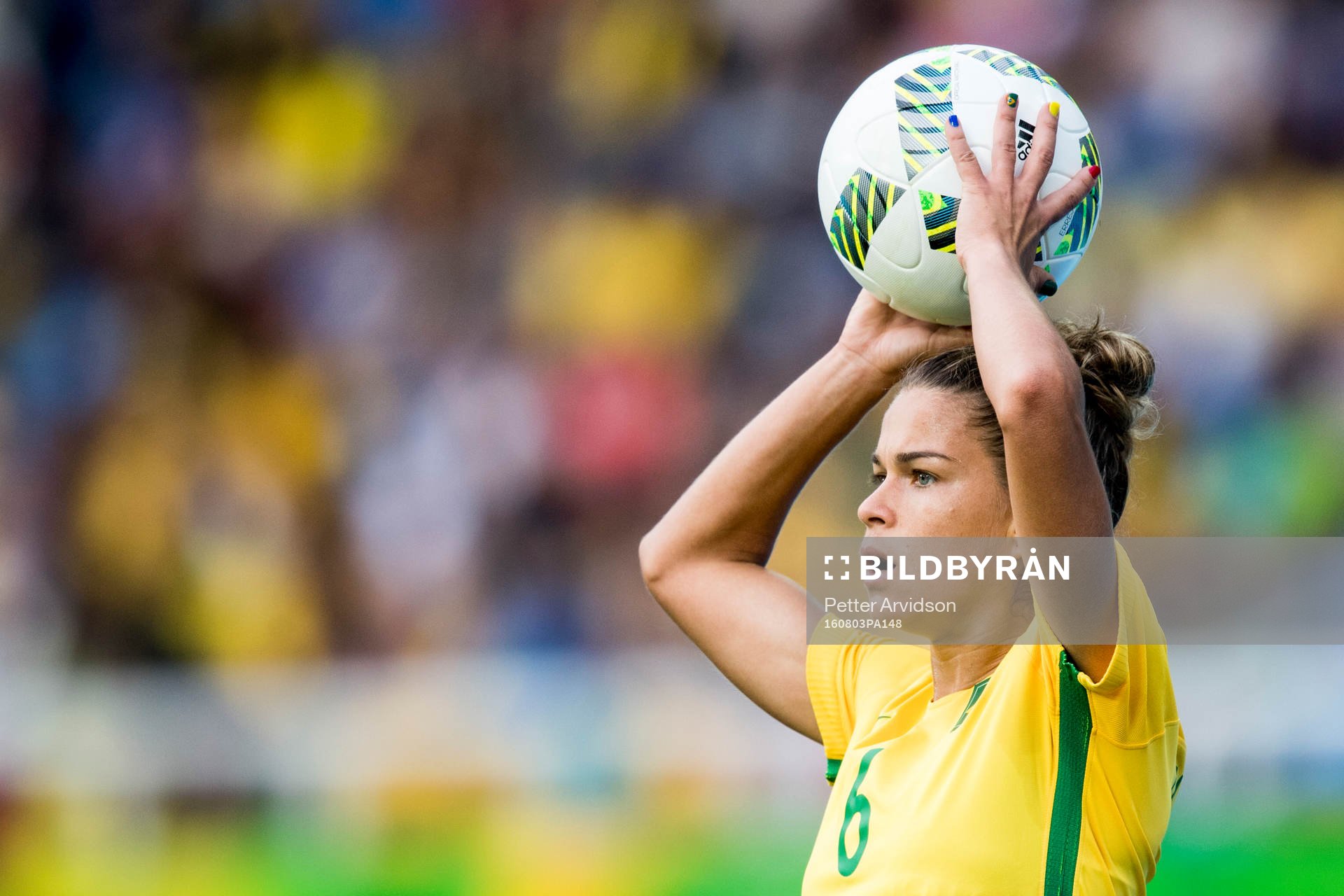 Brasiliens Tamires i fotbollsmatchen mellan Brasilien och