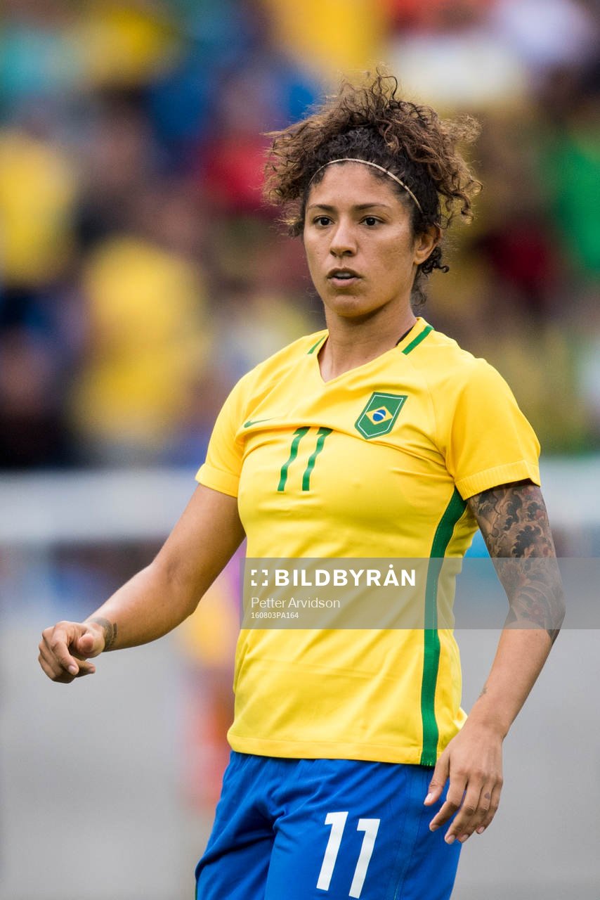 Brasiliens Cristiane i fotbollsmatchen mellan Brasilien och