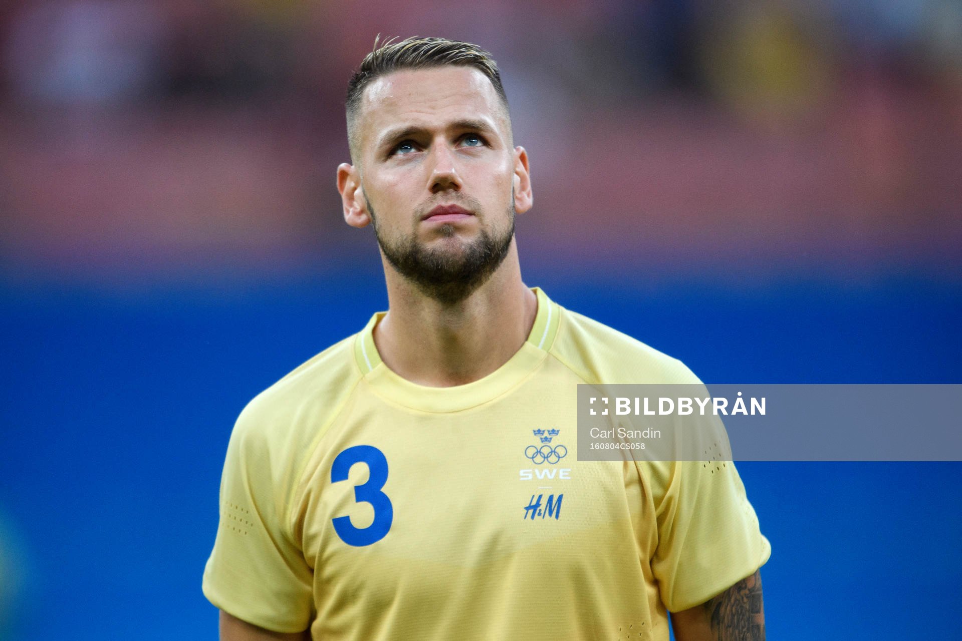 Sveriges Alexander Milosevic vid lineup innan