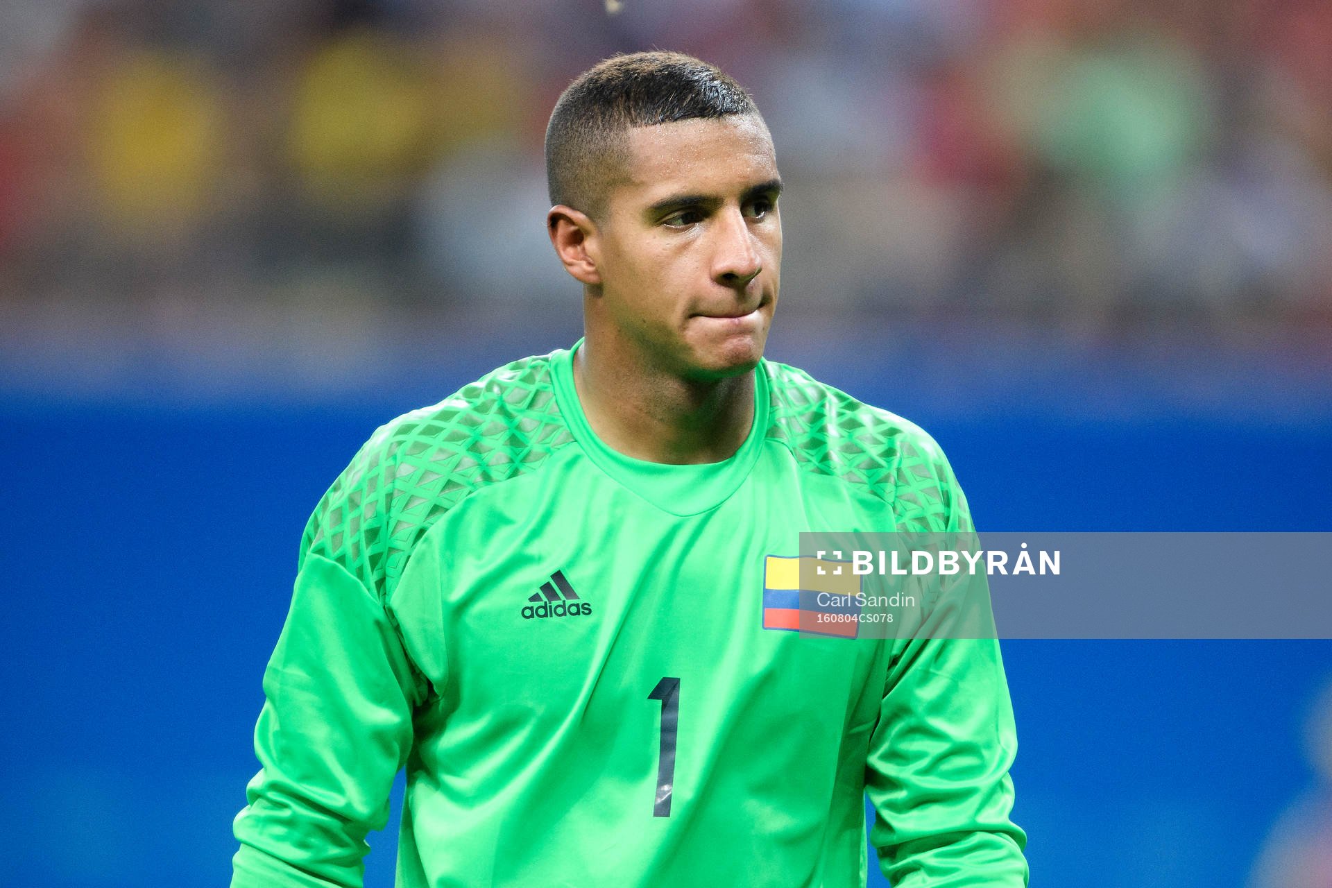 Colombias målvakt Cristian Bonilla i fotbollsmatchen