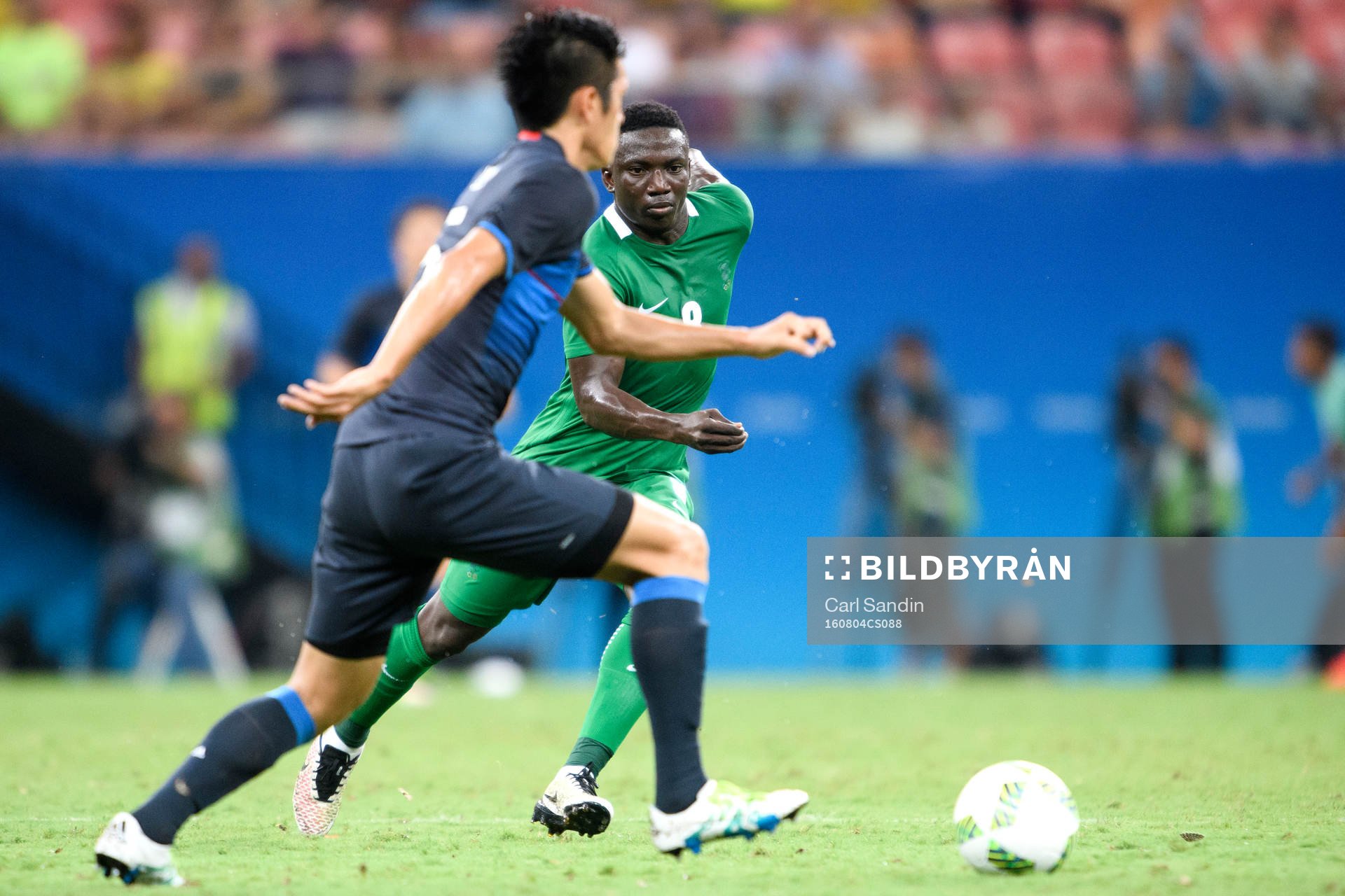 Nigerias Oghenekaro Etebo i fotbollsmatchen mellan Nigeria och Japan den 4 augusti 2016 under OS i Manaus.