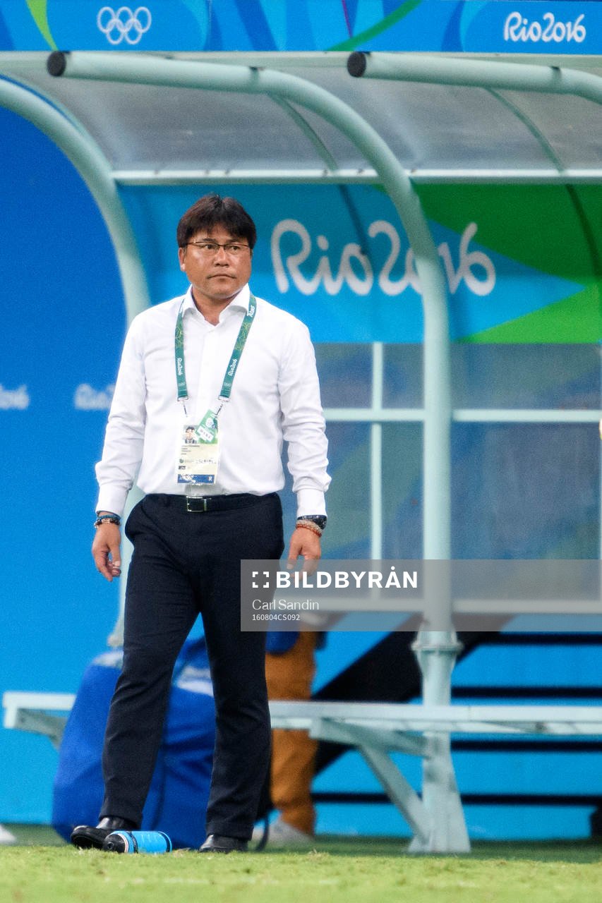 Japans förbundskapten Makoto Teguramori i fotbollsmatchen