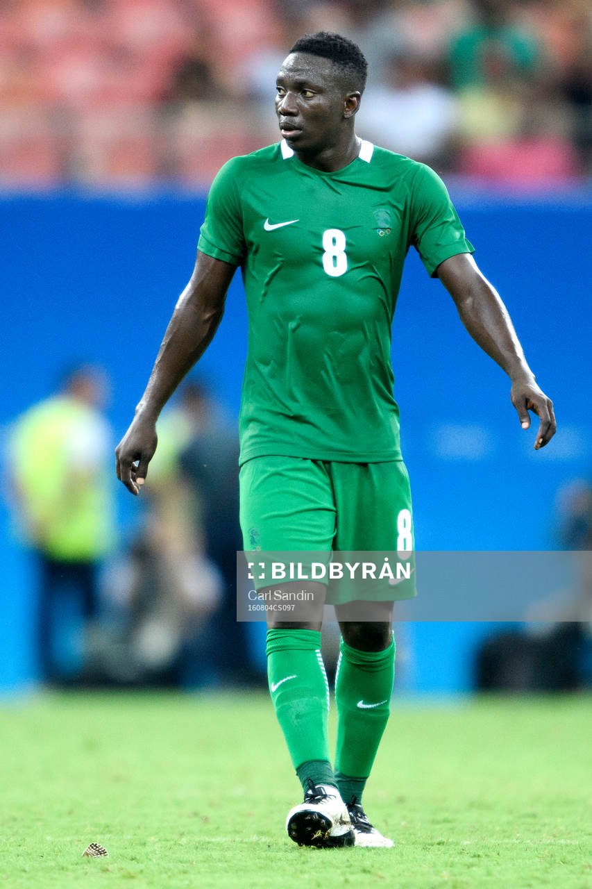 Nigerias Oghenekaro Etebo i fotbollsmatchen mellan Nigeria och Japan den 4 augusti 2016 under OS i Manaus.