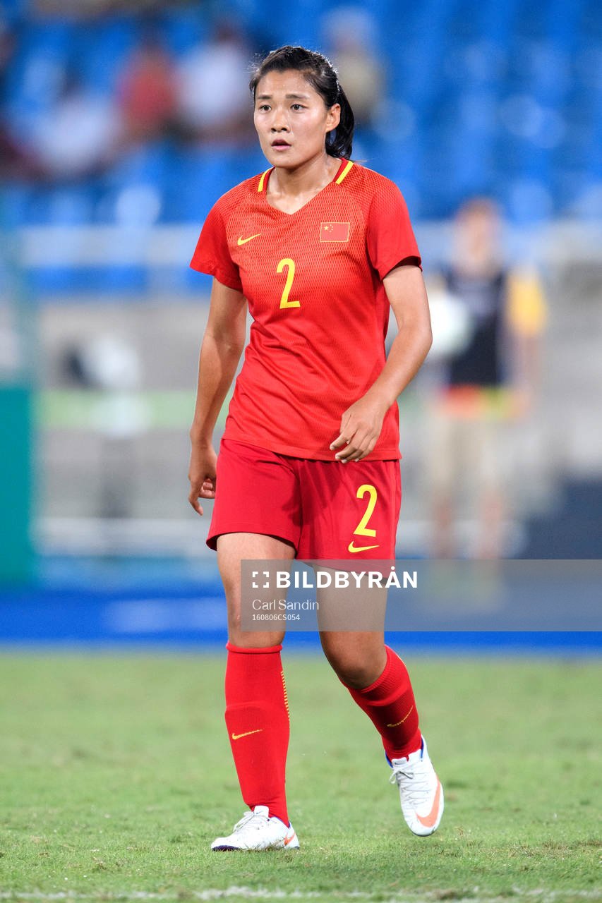 Kinas Shanshan Liu i fotbollsmatchen mellan Sydafrika och
