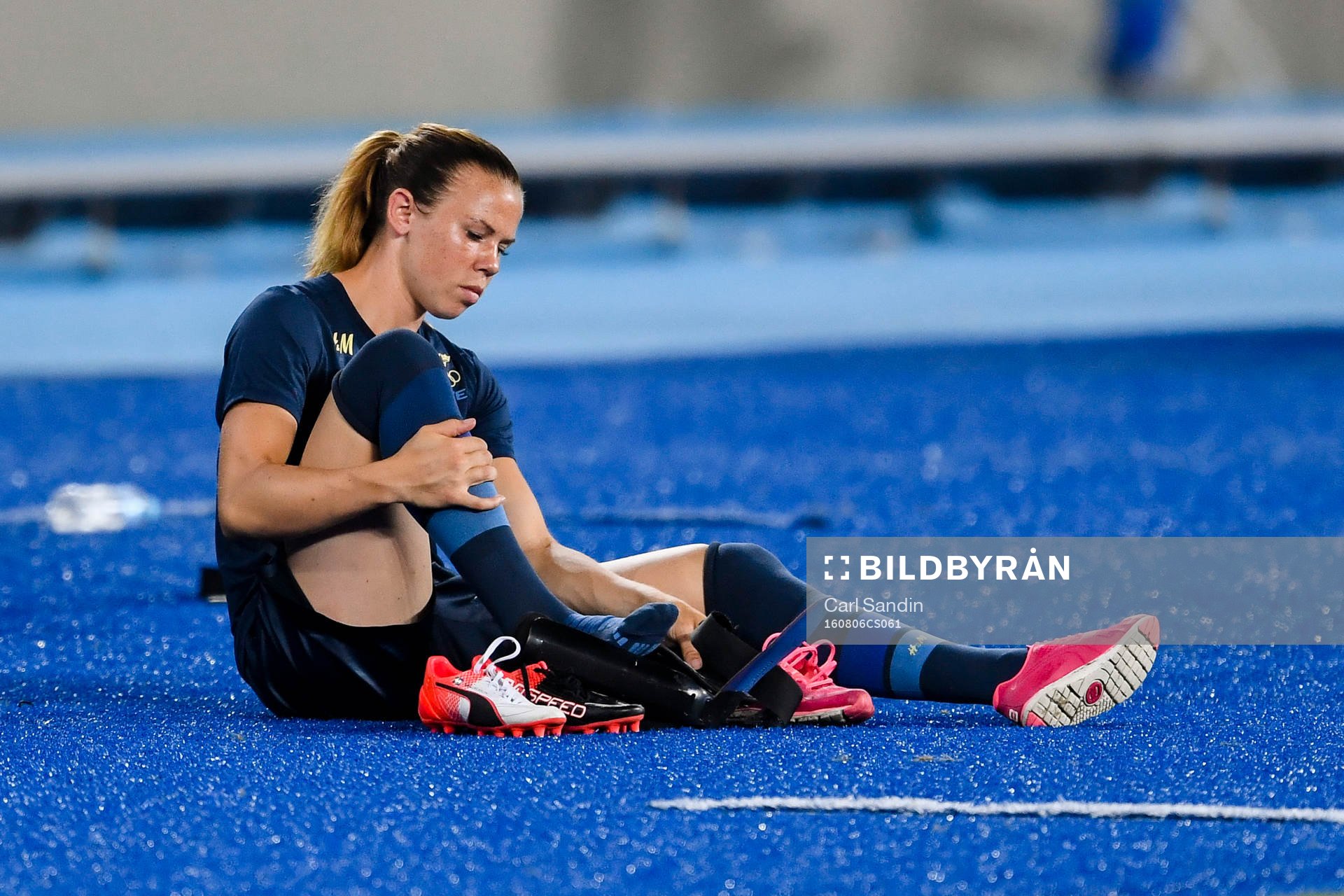 Sveriges Jessica Samuelsson före fotbollsmatchen mellan