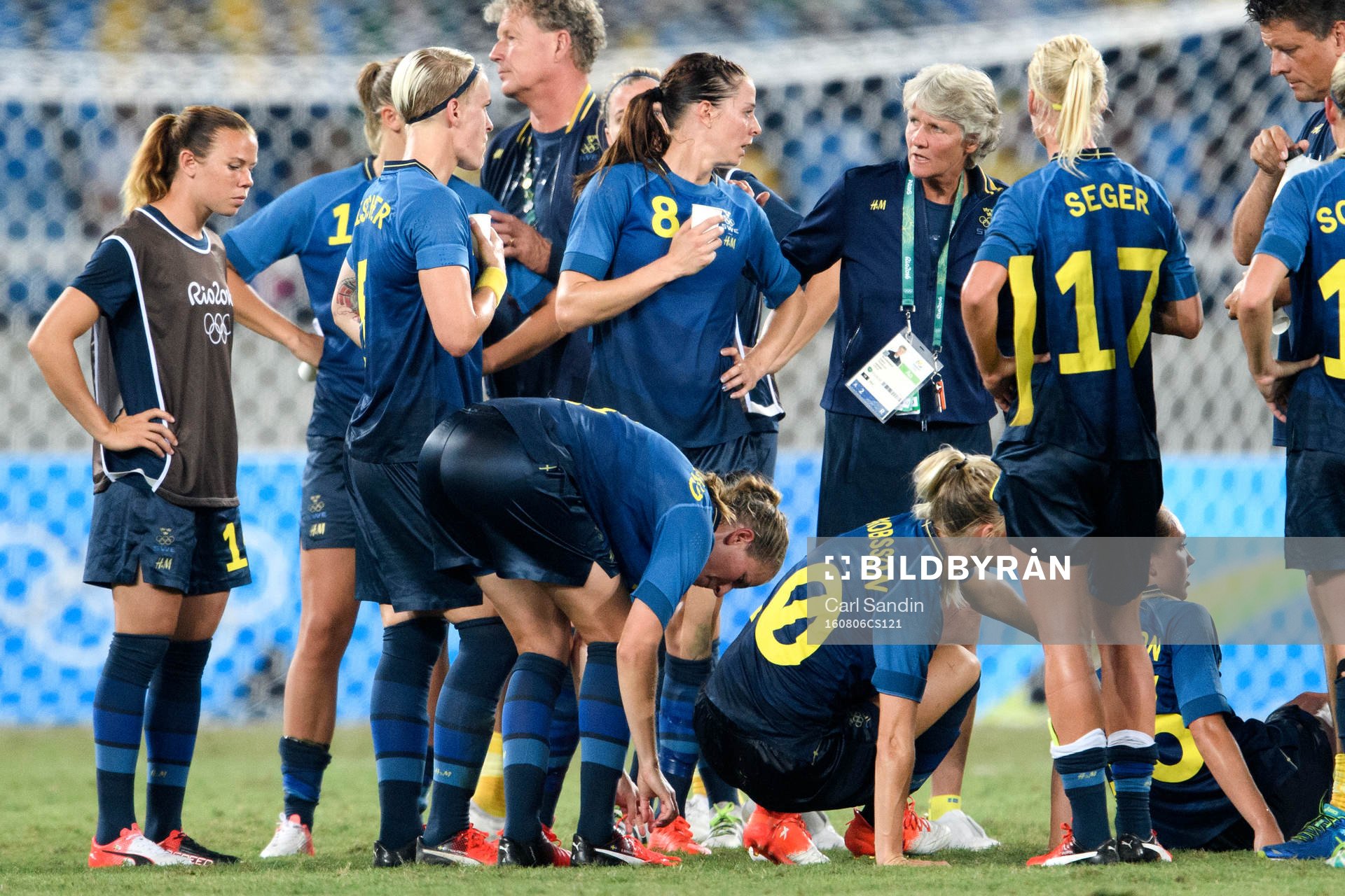 Sveriges Lotta Schelin och förbundskapten Pia Sundhage