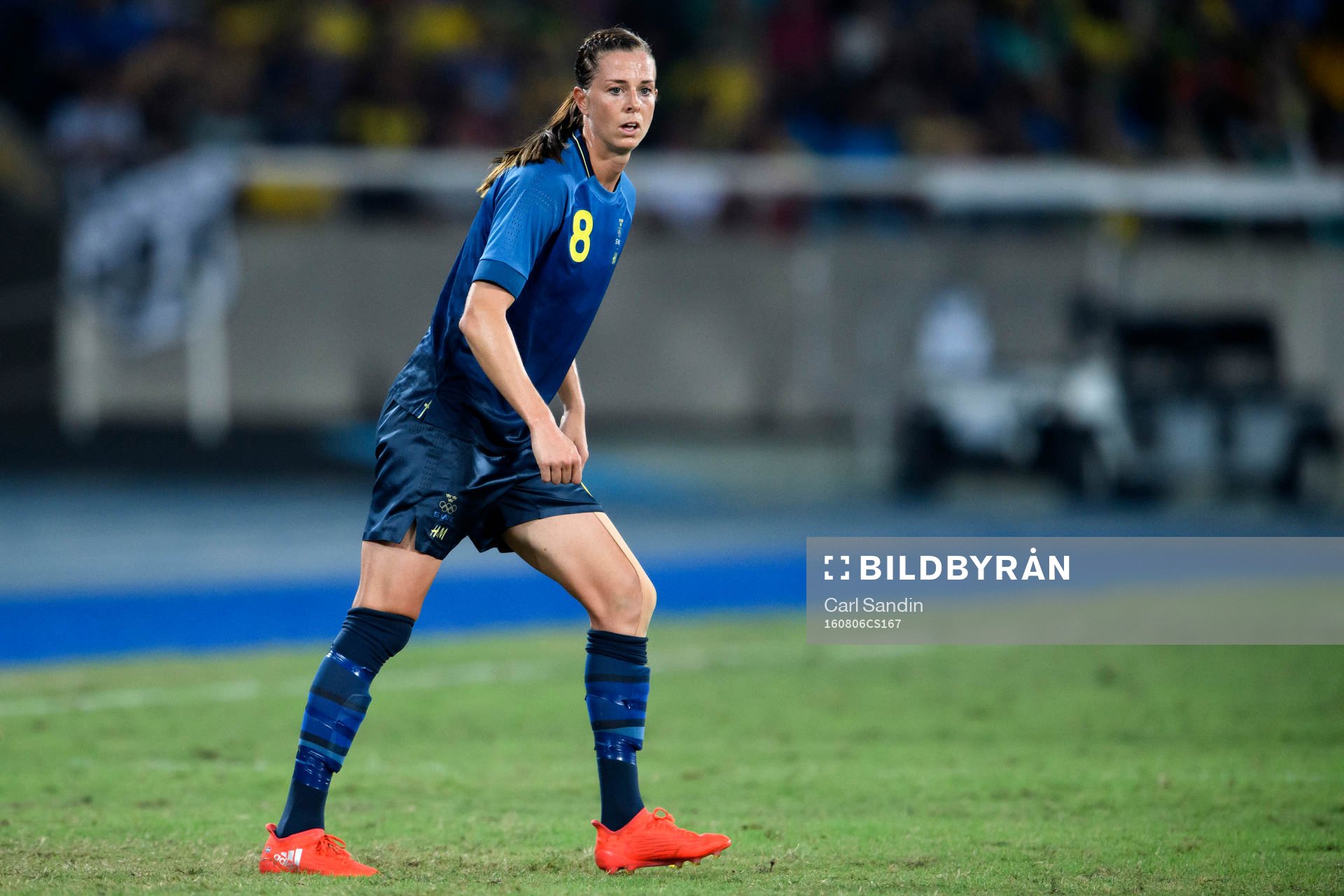Sveriges Lotta Schelin i fotbollsmatchen mellan Brasilien