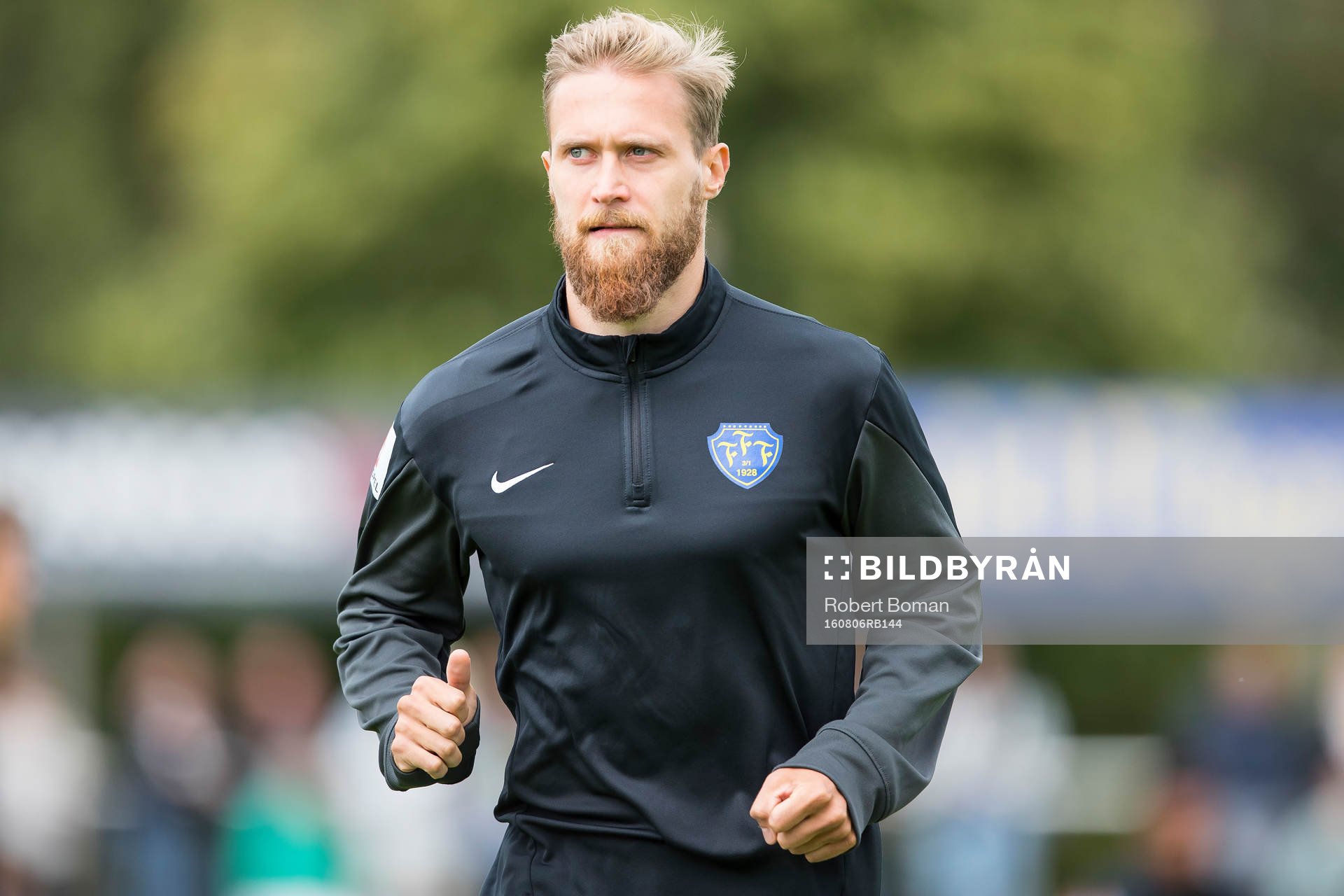 Falkenbergs Akseli Pelvas inför fotbollsmatchen i Allsvenskan mellan Falkenberg och Jönköping den 6 Augusti 2016 i Falkenberg
