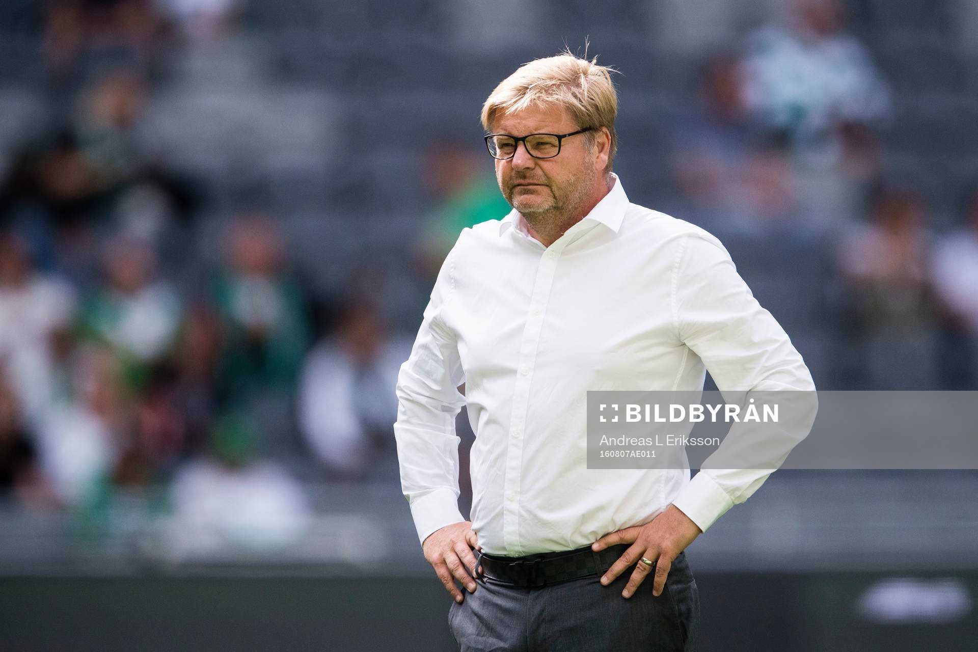 Kalmars tränare Peter Swärdh innan fotbollsmatchen i