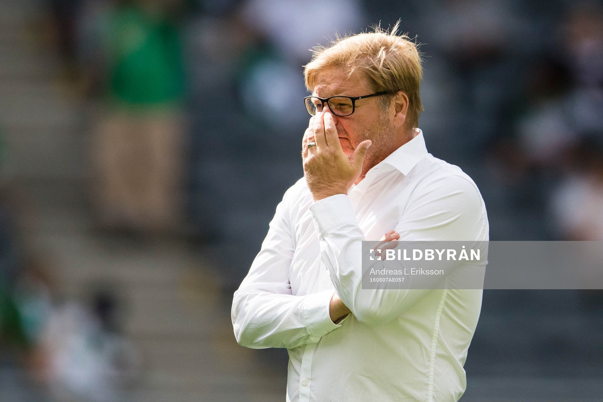 Kalmars tränare Peter Swärdh innan fotbollsmatchen i