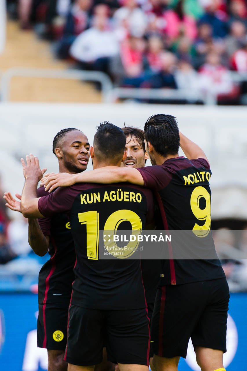Manchester CitysRaheem Sterling, David Silva och Nolito