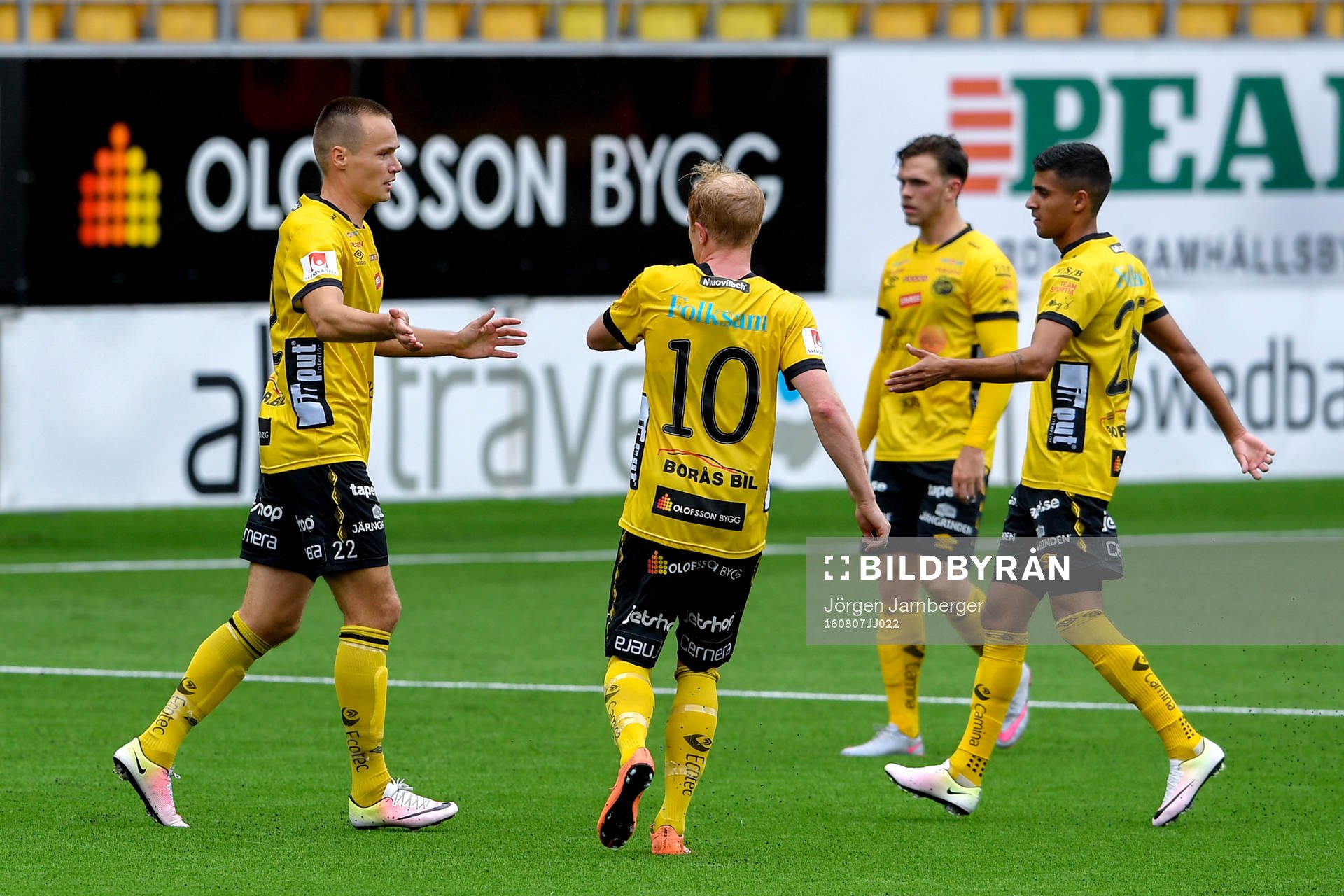 Egyptens Viktor Prodell jublar efter 2-3 under fotbollsmatchen i Allsvenskan mellan Elfsborg och Häcken den 7 augusti 2016 i BORÅS.