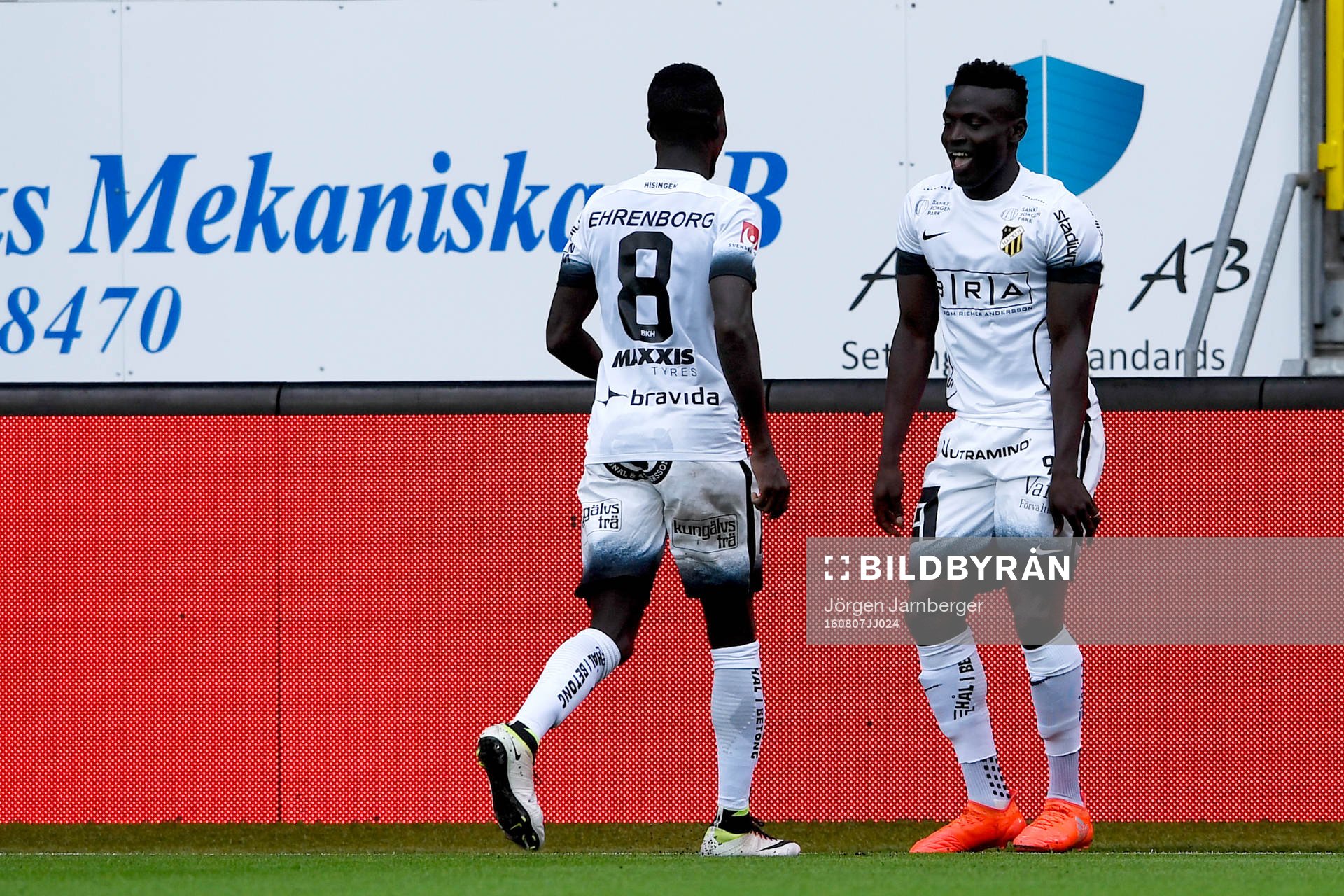 Häckens Alhassan Kamara jublar efter 2-4 under fotbollsmatchen i Allsvenskan mellan Elfsborg och Häcken den 7 augusti 2016 i BORÅS.