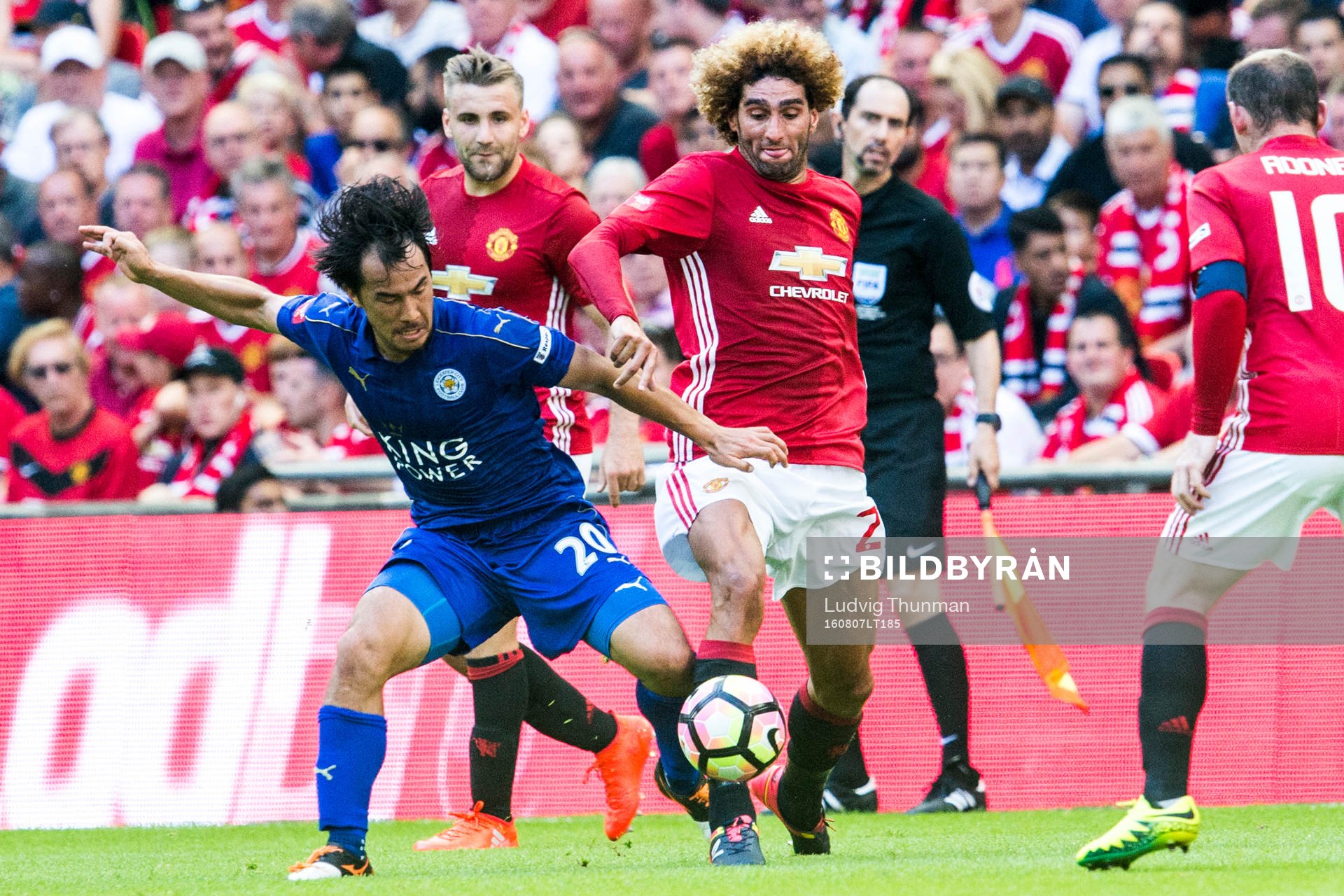 Leicester Citys Shinji Okazaki och Manchester Uniteds