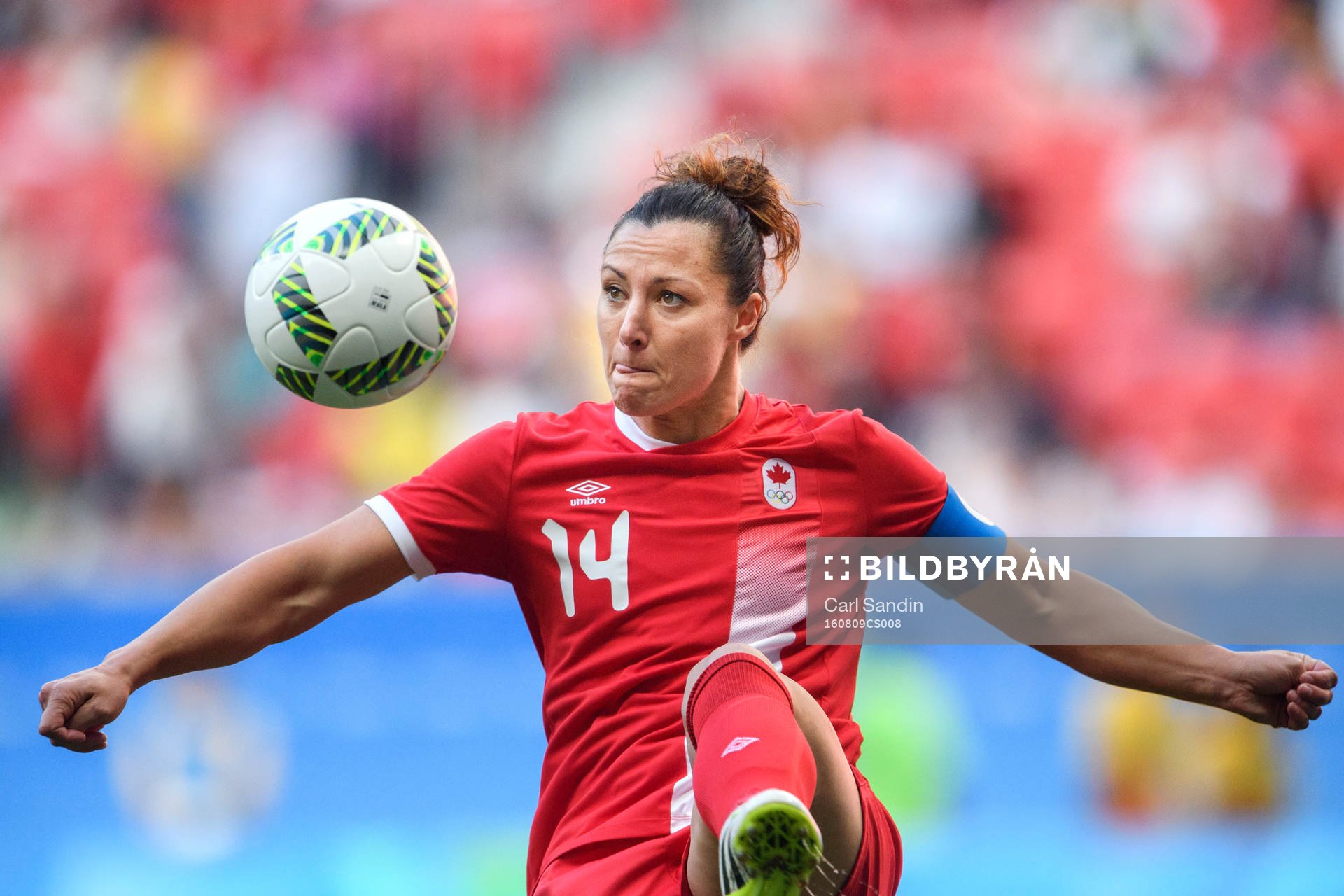 Kanadas Melissa Tancredi i fotbollsmatchen mellan Tyskland
