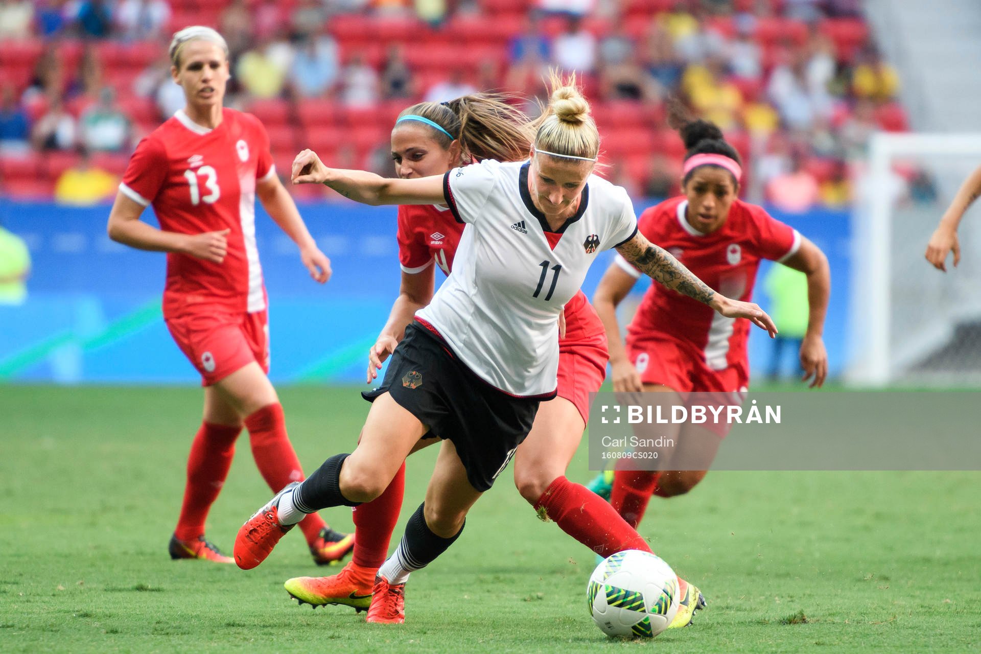 Tysklands Anja Mittag i fotbollsmatchen mellan Tyskland och