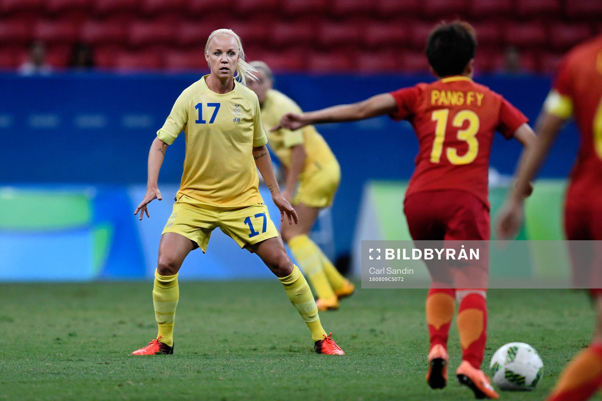 Sveriges Caroline Seger i fotbollsmatchen mellan Kina och