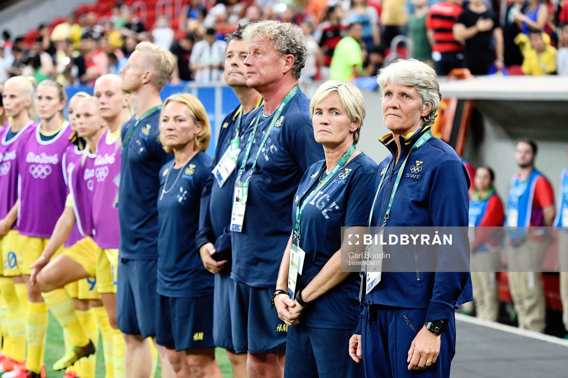 Sveriges förbundskapten Pia Sundhage och assisterande