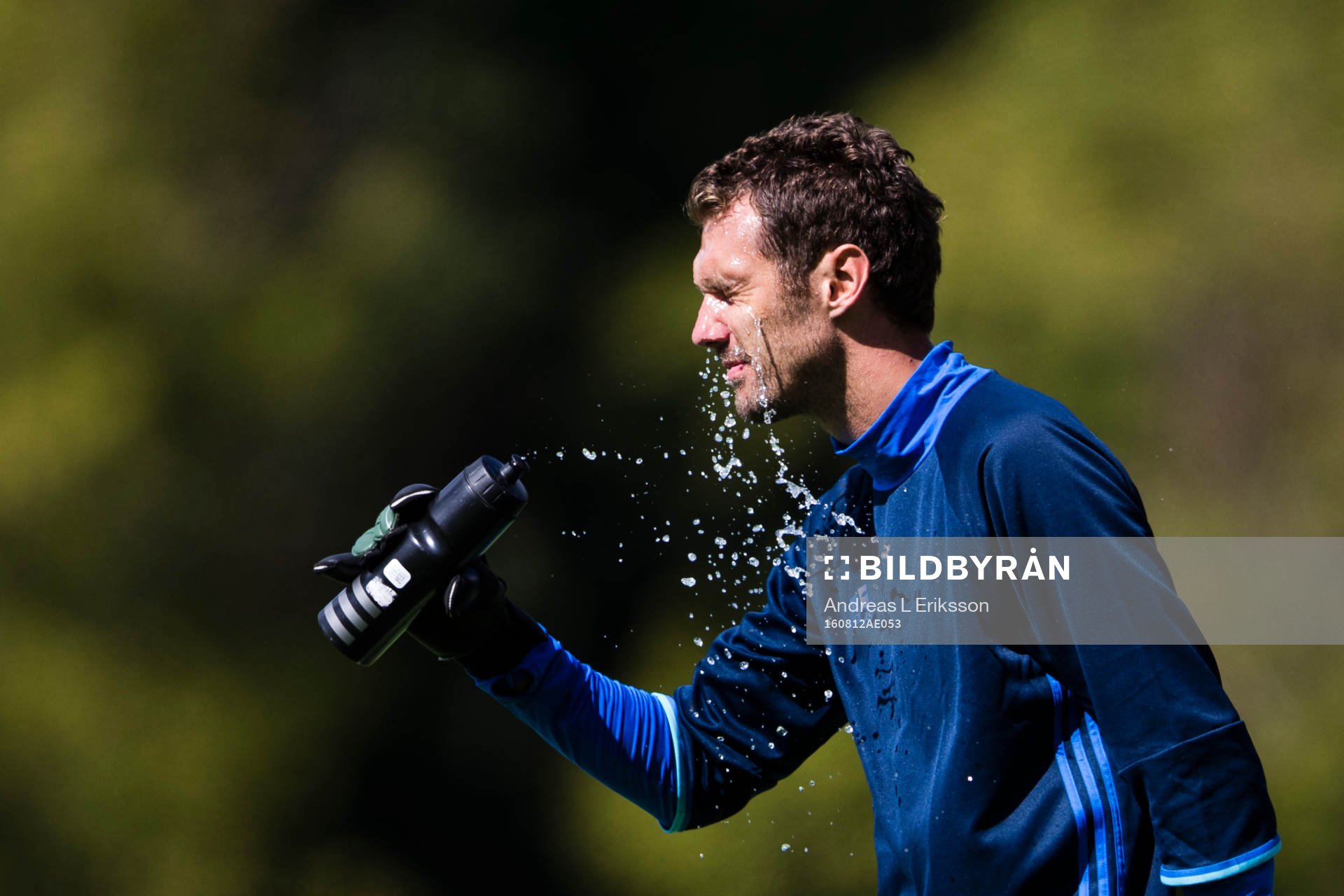Djurgårdens målvakt Andreas Isaksson under en fotbollsträning med Djurgården den 12 augusti 2016 i Stockholm. 