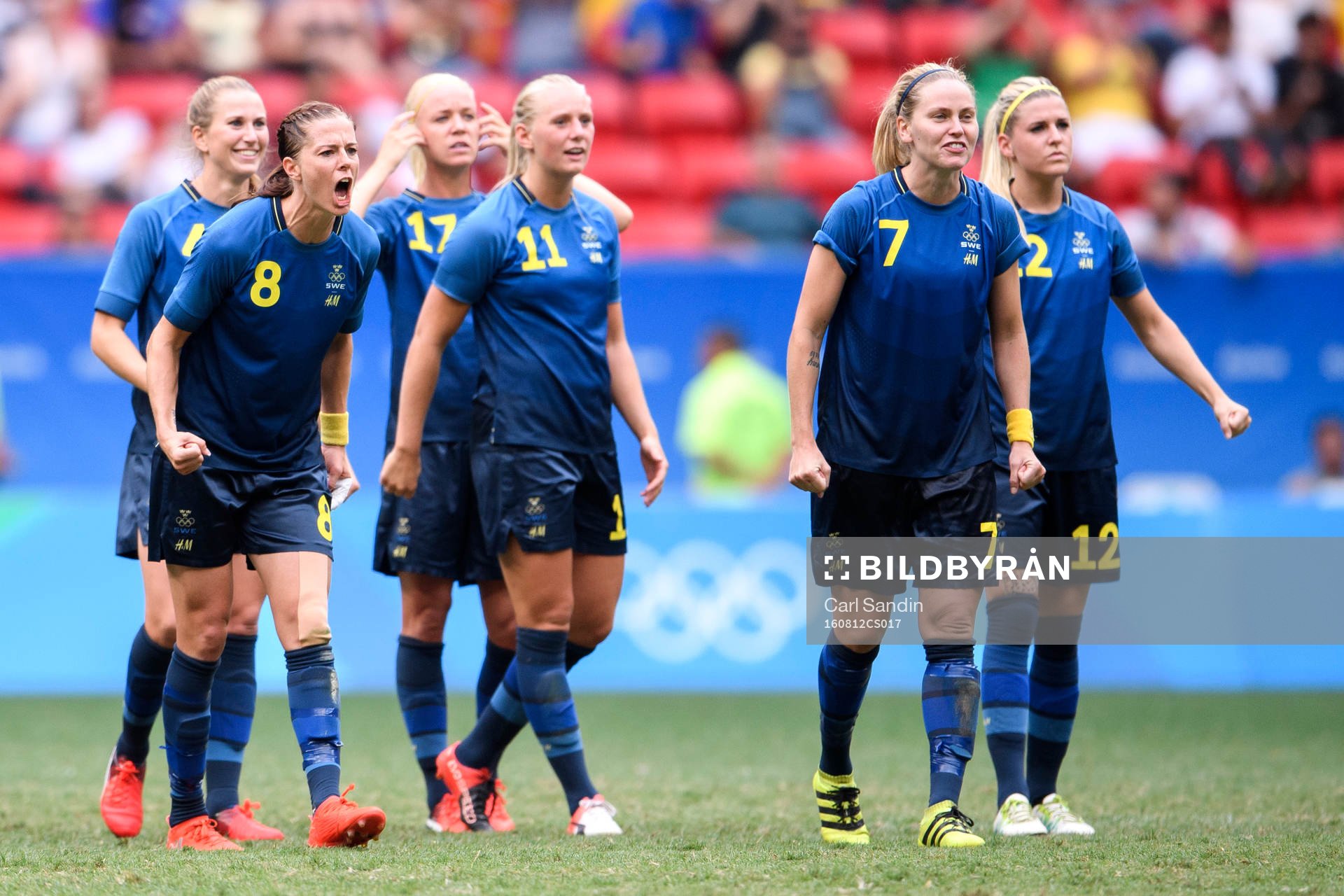Sveriges Emma Berglund, Lotta Schelin, Caroline Seger,