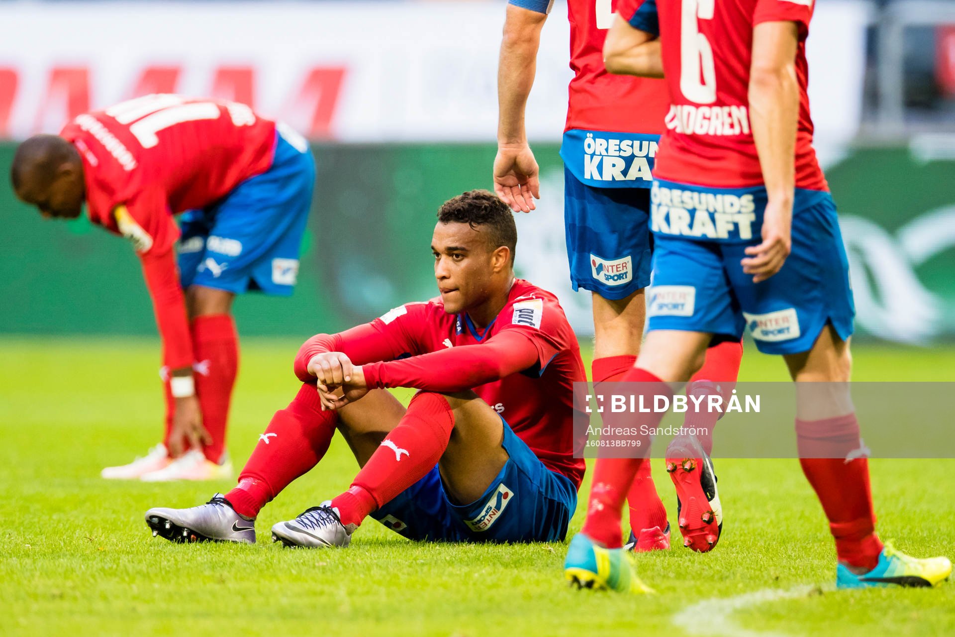 Helsingborgs Tyrell Rusike ser deppig ut