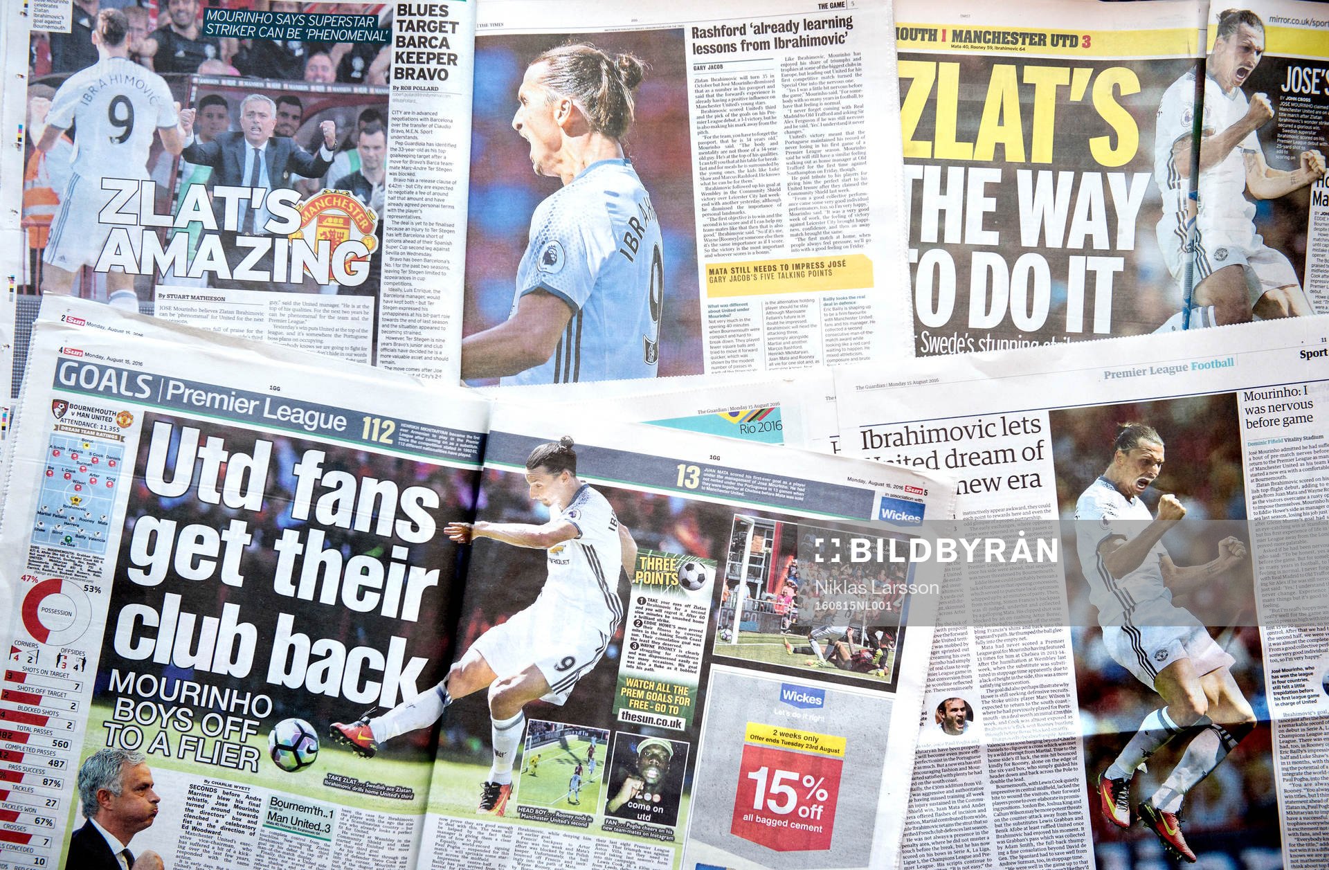 Artiklar i engelska tidningar om Zlatan Ibrahimovic dagen
