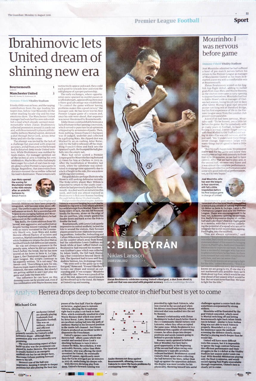 Artiklar i engelska tidningar om Zlatan Ibrahimovic dagen