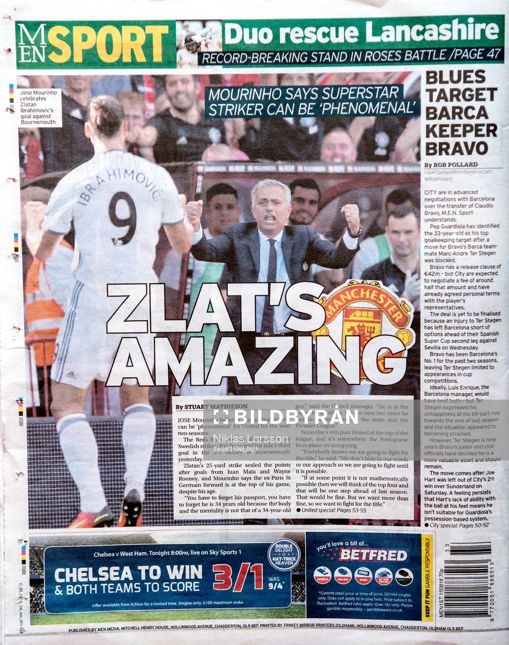 Artiklar i engelska tidningar om Zlatan Ibrahimovic dagen