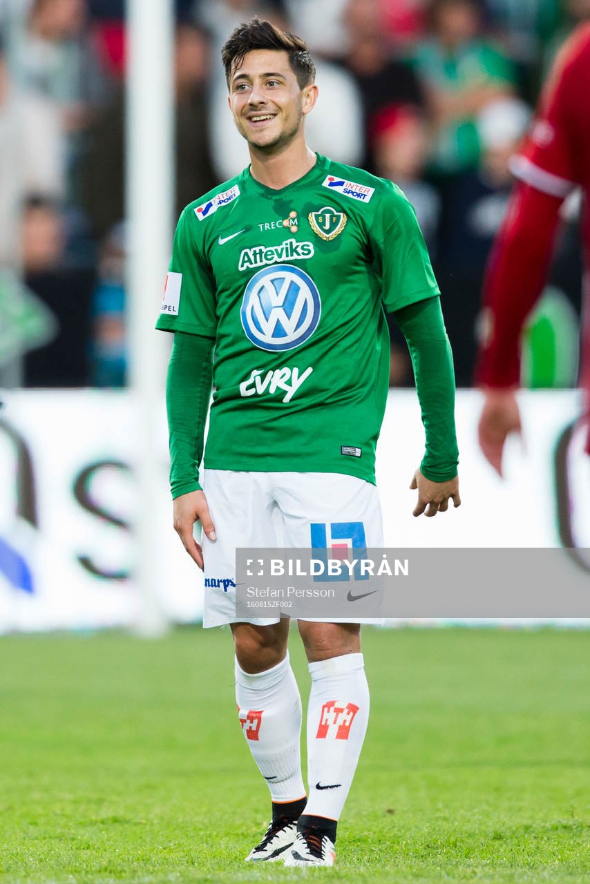 Jönköpings Sergio Cala under fotbollsmatchen i Allsvenskan mellan Jönköping och Östersund den 15 augusti 2016 i Jönköping. 
