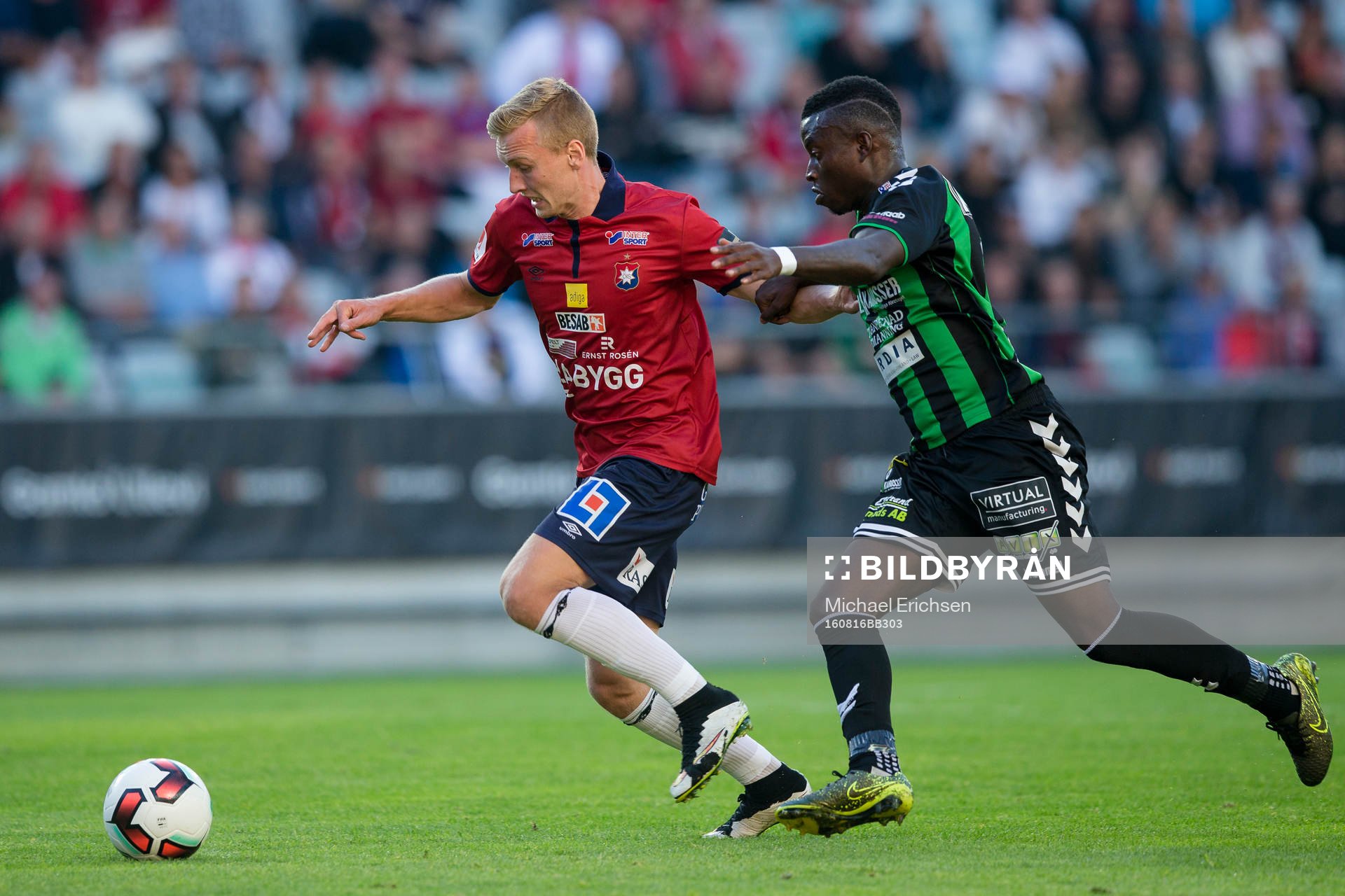 Örgrytes Sebastian Ohlsson före GAIS Kieron Cadogan