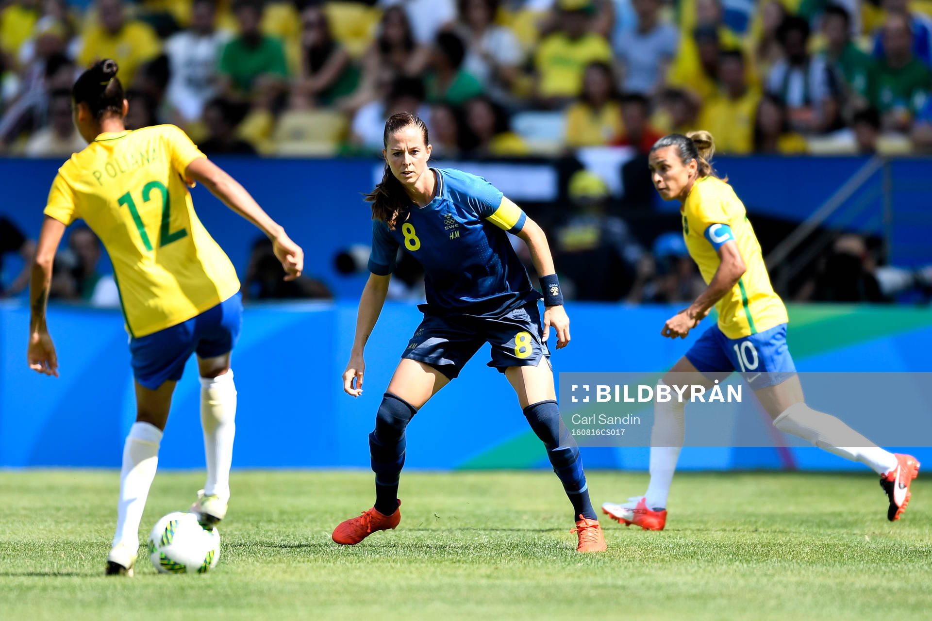 Brasiliens Poliana och Marta och Sveriges Lotta Schelin