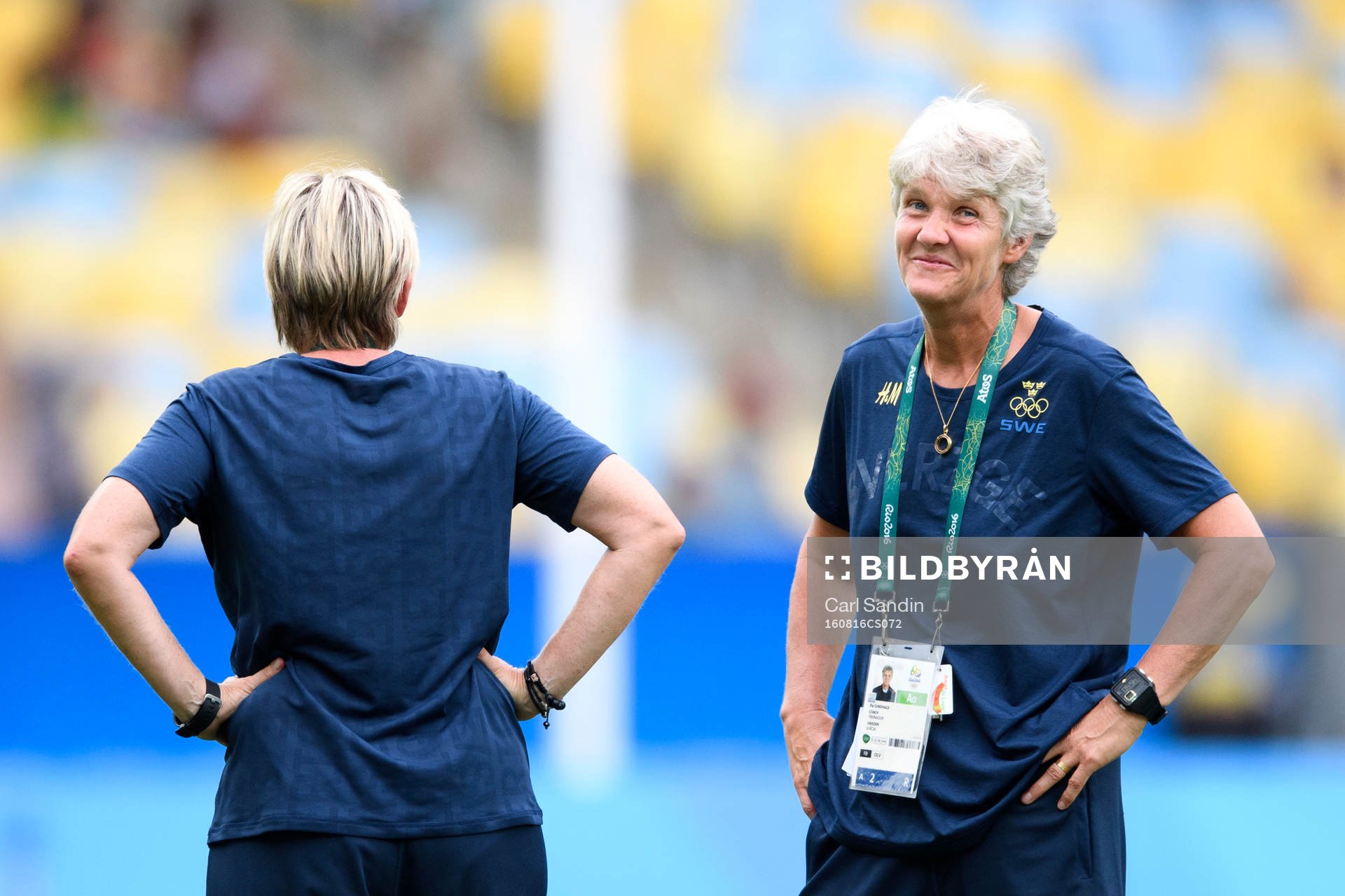 Sveriges förbundskapten Pia Sundhage jublar