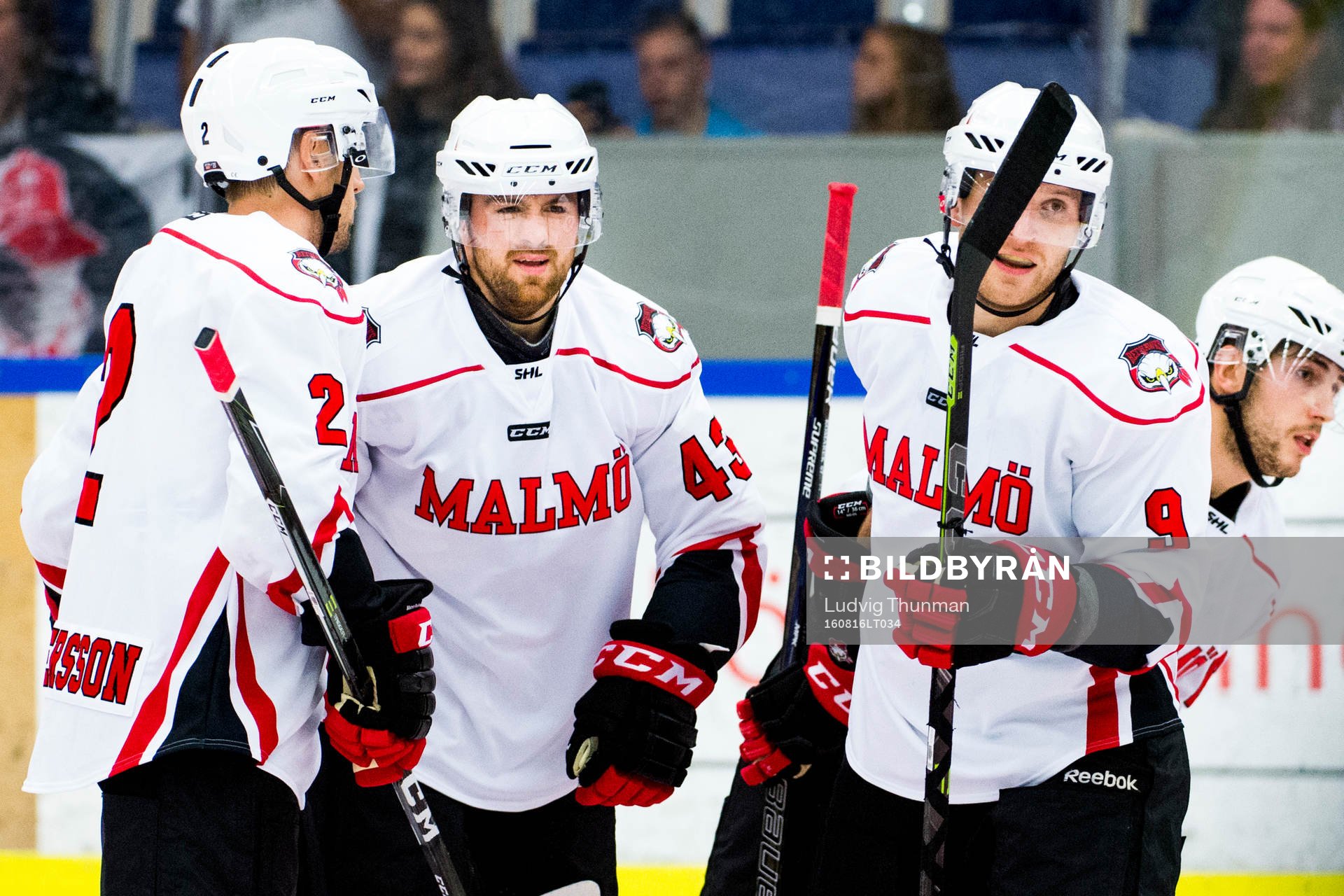 Malmö Redhawks Erik Andersson, Nichlas Hardt och Frederik