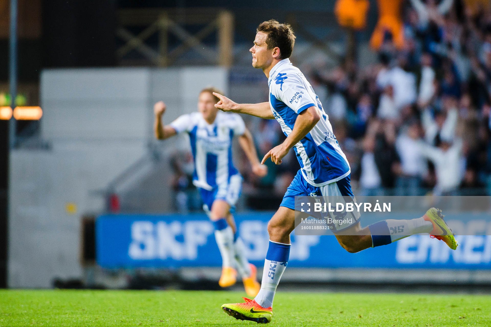 IFK Göteborgs Mads Albeck jublar efter att ha gjort 1-0-målet på frispark under fotbollsmatchen i kvalet till Europa League mellan IFK Göteborg och Qarabag den 18 augusti 2016 i Göteborg.