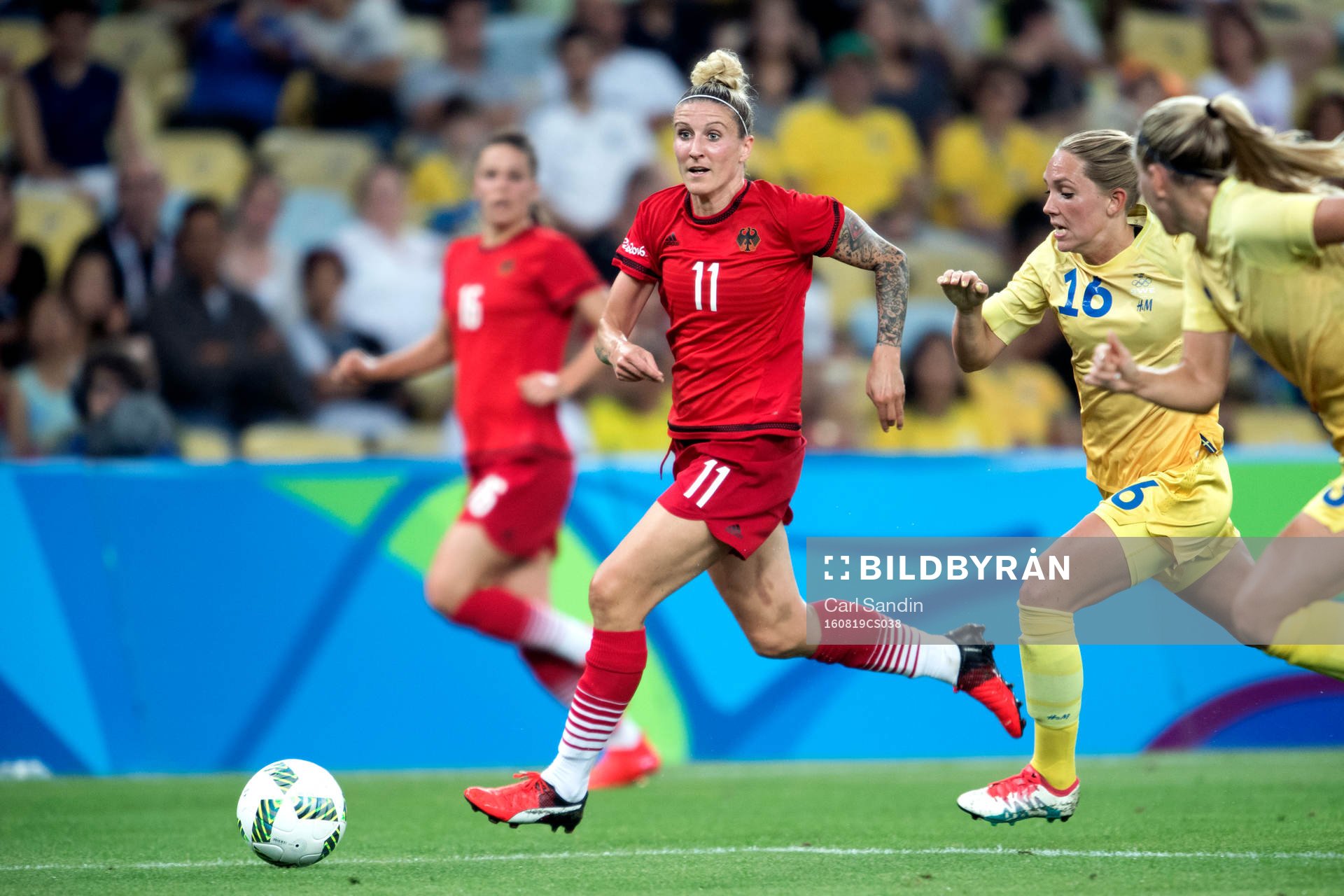Tysklands Anja Mittag i fotbollsfinalen mellan Sverige och