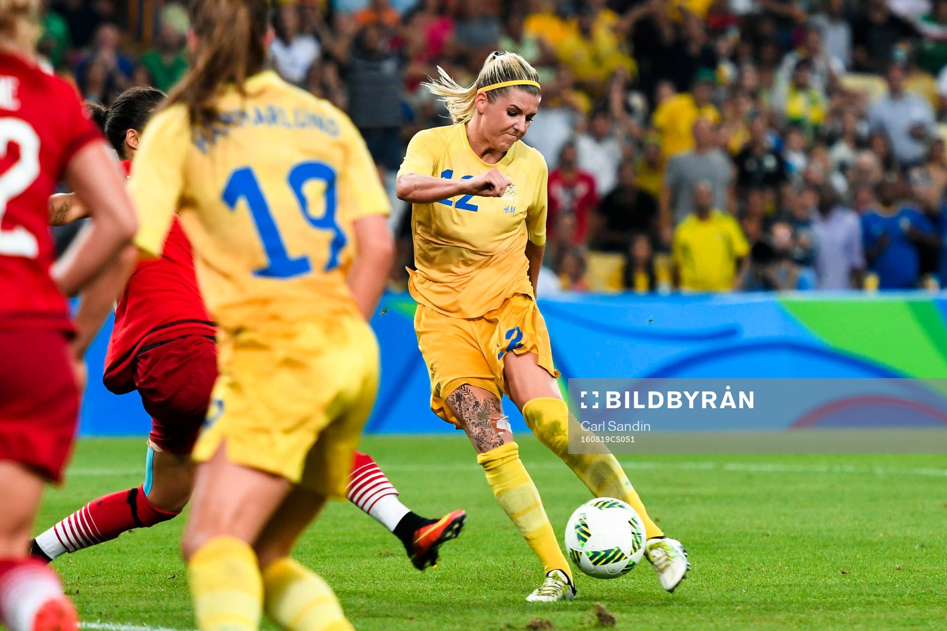Sveriges Olivia Schough i fotbollsfinalen mellan Sverige och Tyskland den 19 augusti 2016 under OS i Rio de Janeiro.