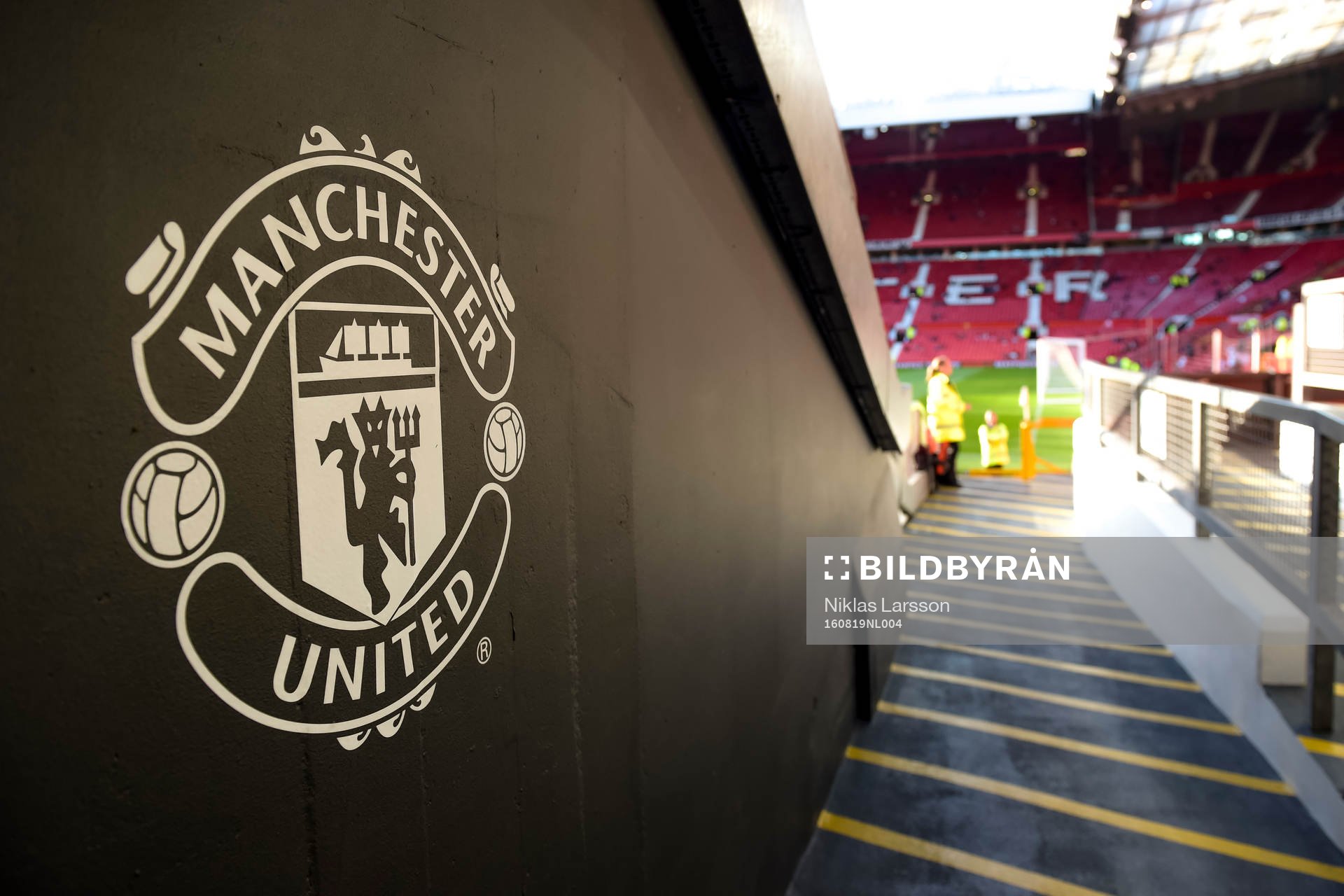Interiör på Old Trafford före fotbollsmatchen i Premier