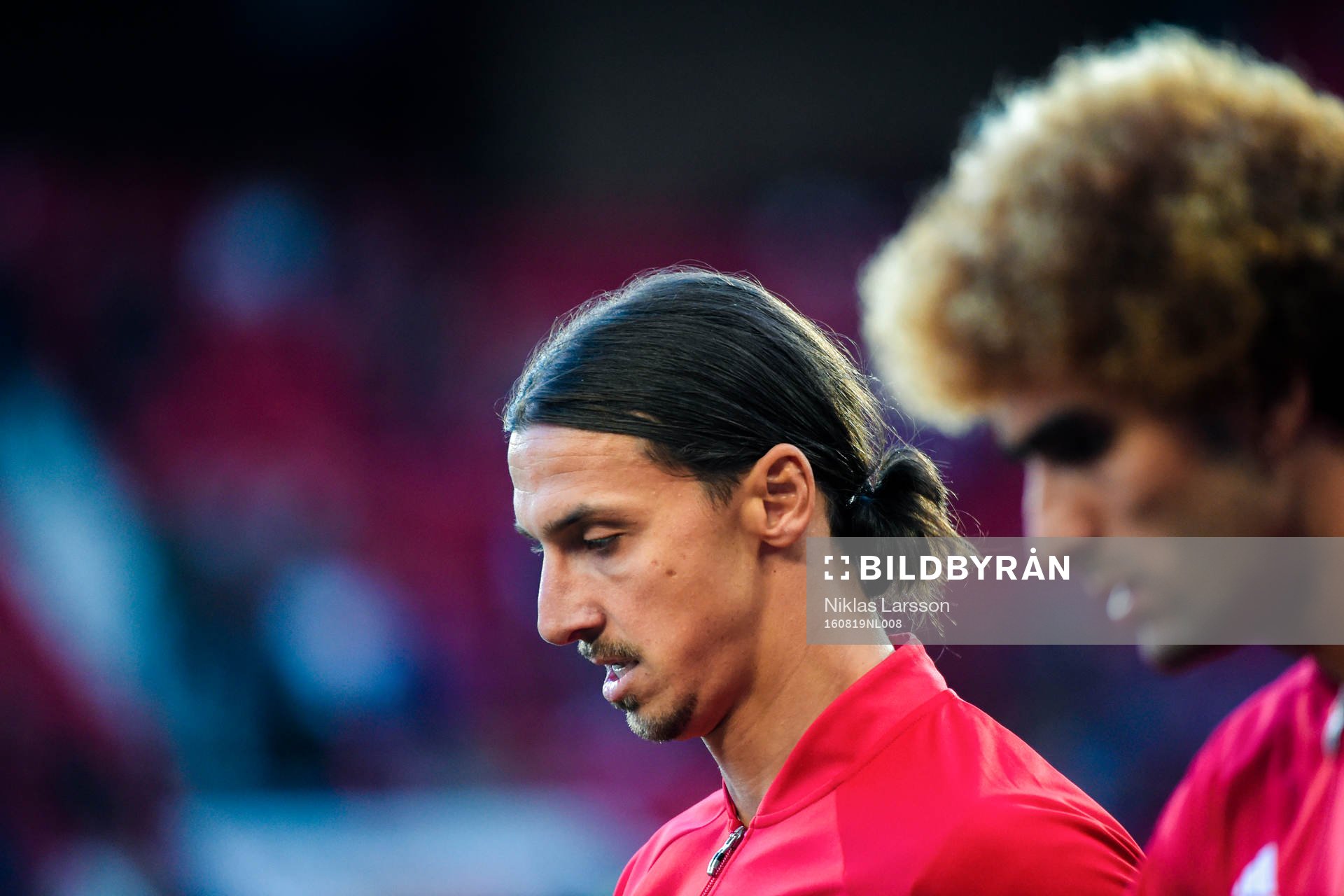 Manchester Uniteds Zlatan Ibrahimovic före fotbollsmatchen