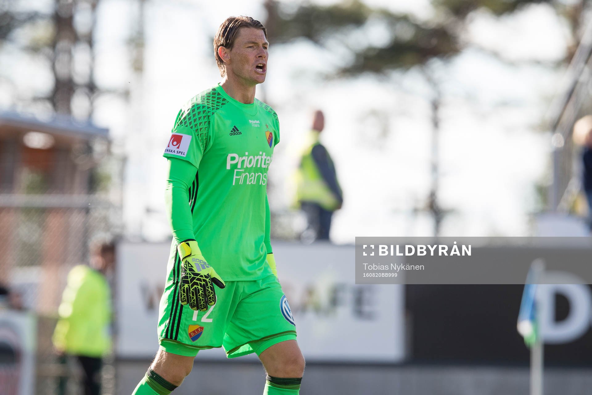 Djurgårdens målvakt Kenneth Høie under fotbollsmatchen i Allsvenskan mellan Östersund och Djurgården den 20 augusti 2016 i Östersund.