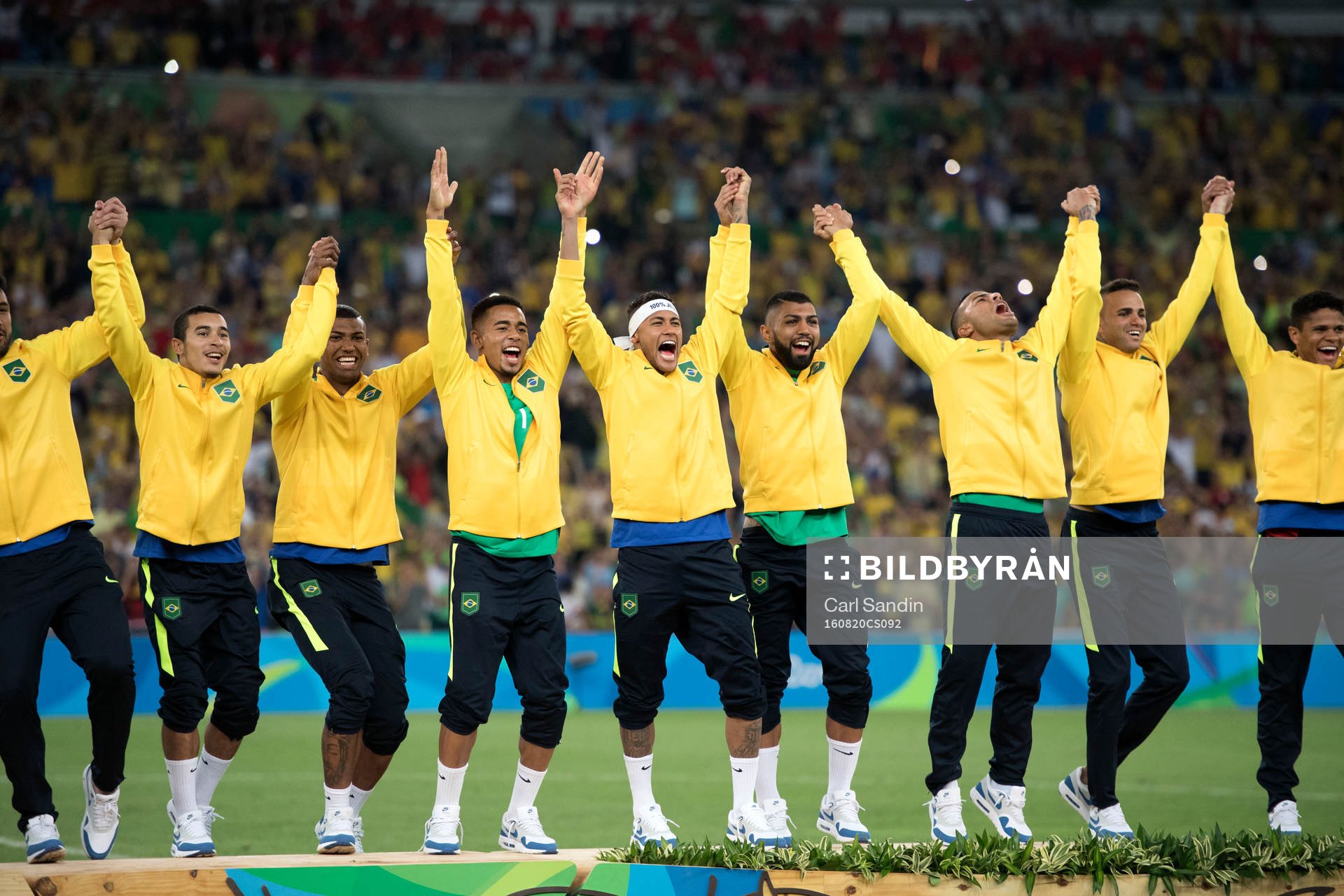 De brasilianska spelarna jublar