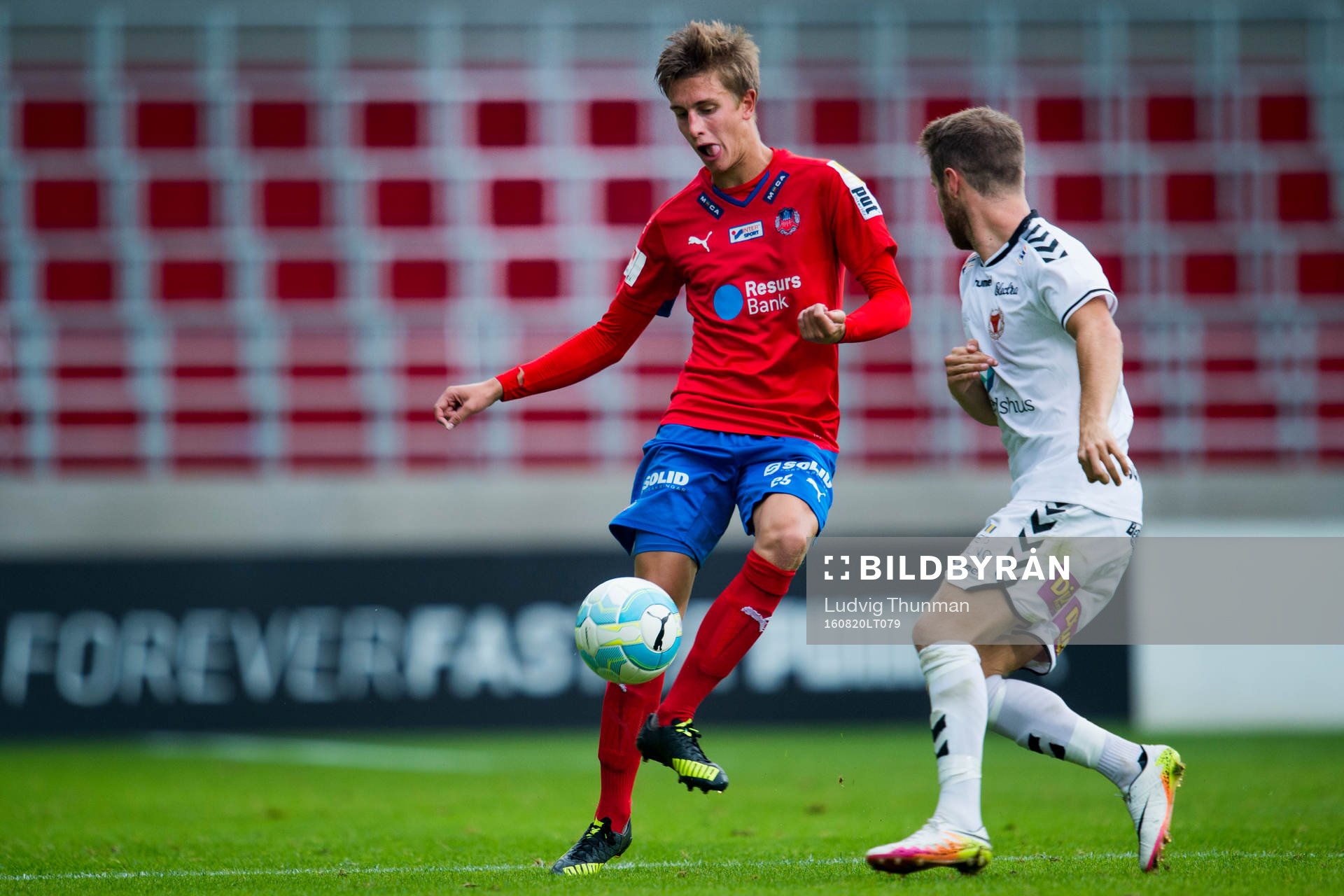 Helsingborgs Felix Bindelöv under fotbollsmatchen i Allsvenskan mellan Helsingborg och Kalmar den 20 augusti 2016 i Helsingborg.