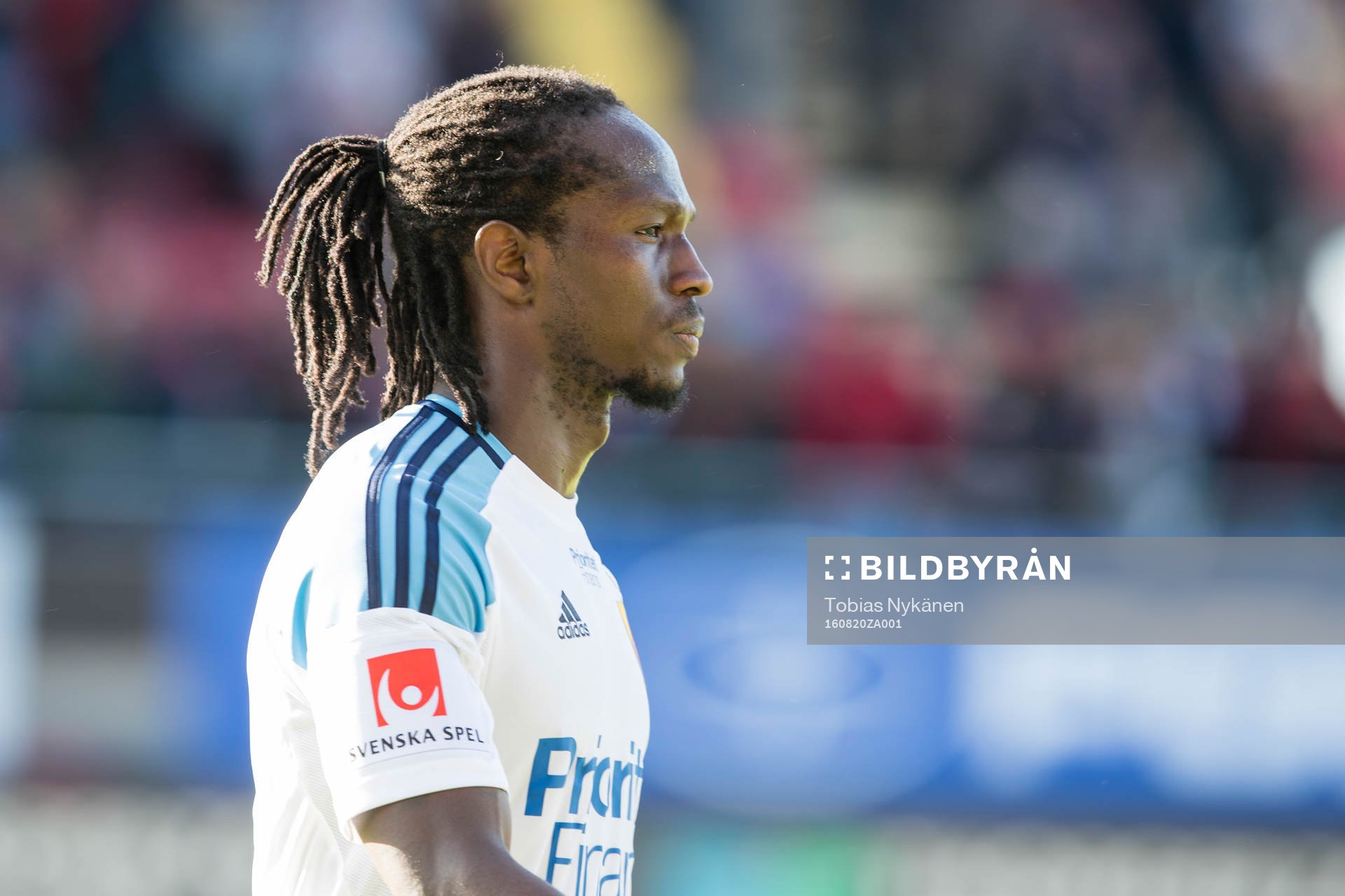 Djurgårdens Kebba Ceesay under fotbollsmatchen i Allsvenskan mellan Östersund och Djurgården den 20 augusti 2016 i Östersund.